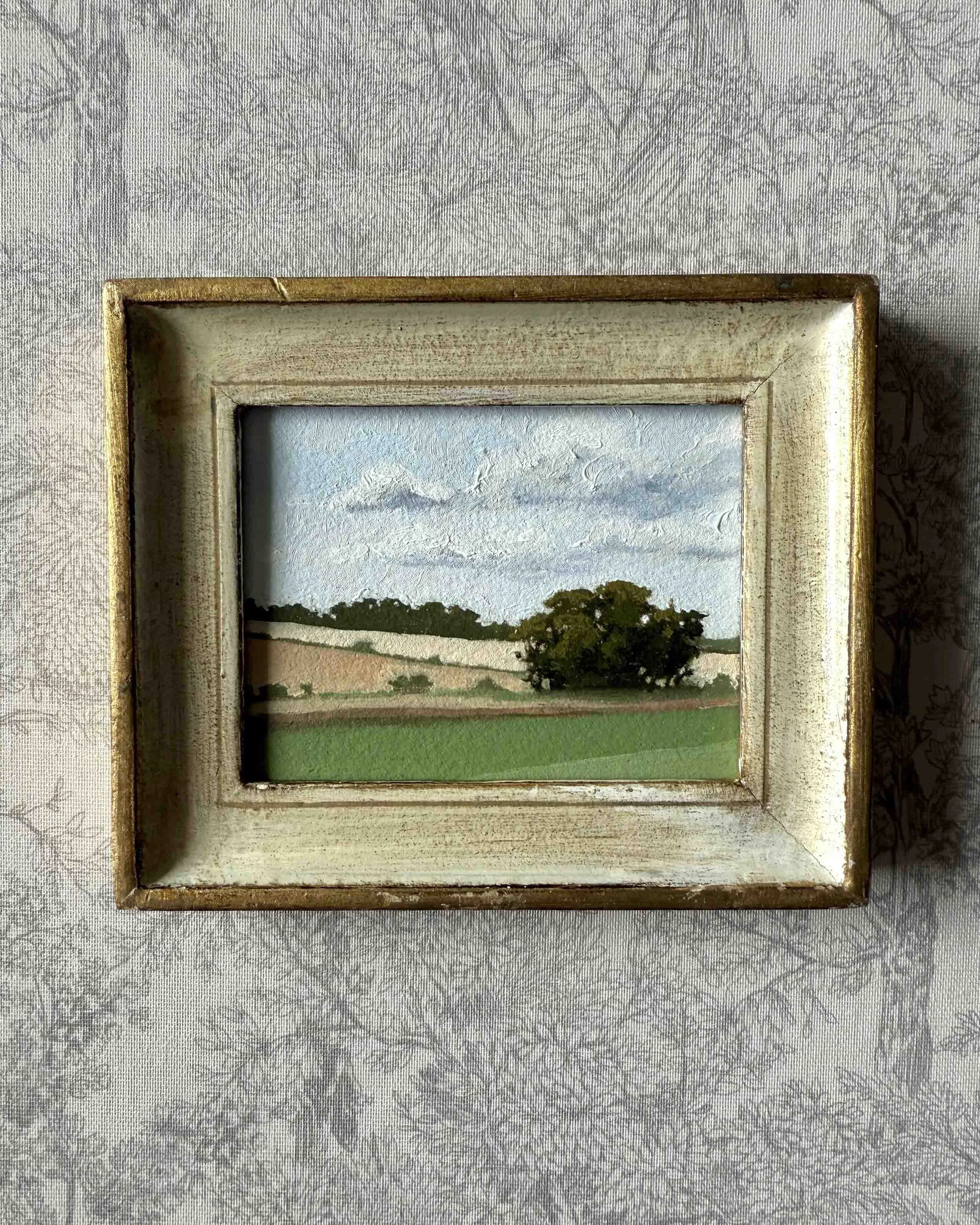"Layered" original oil landscape painting in vintage Florentine frame