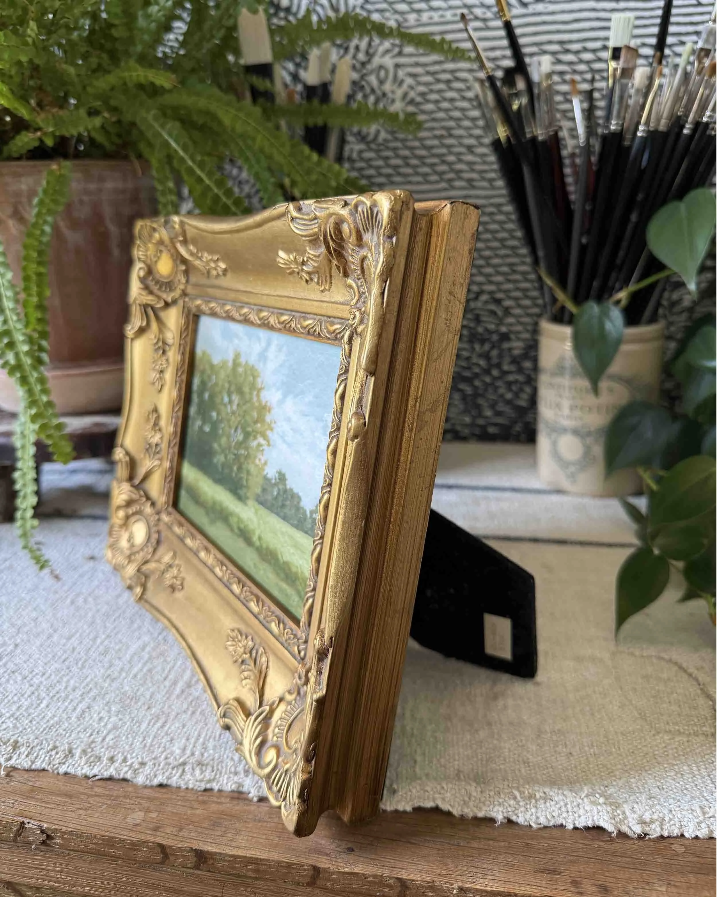 "Countryside Study ii" giclee landscape print in vintage gold wood frame