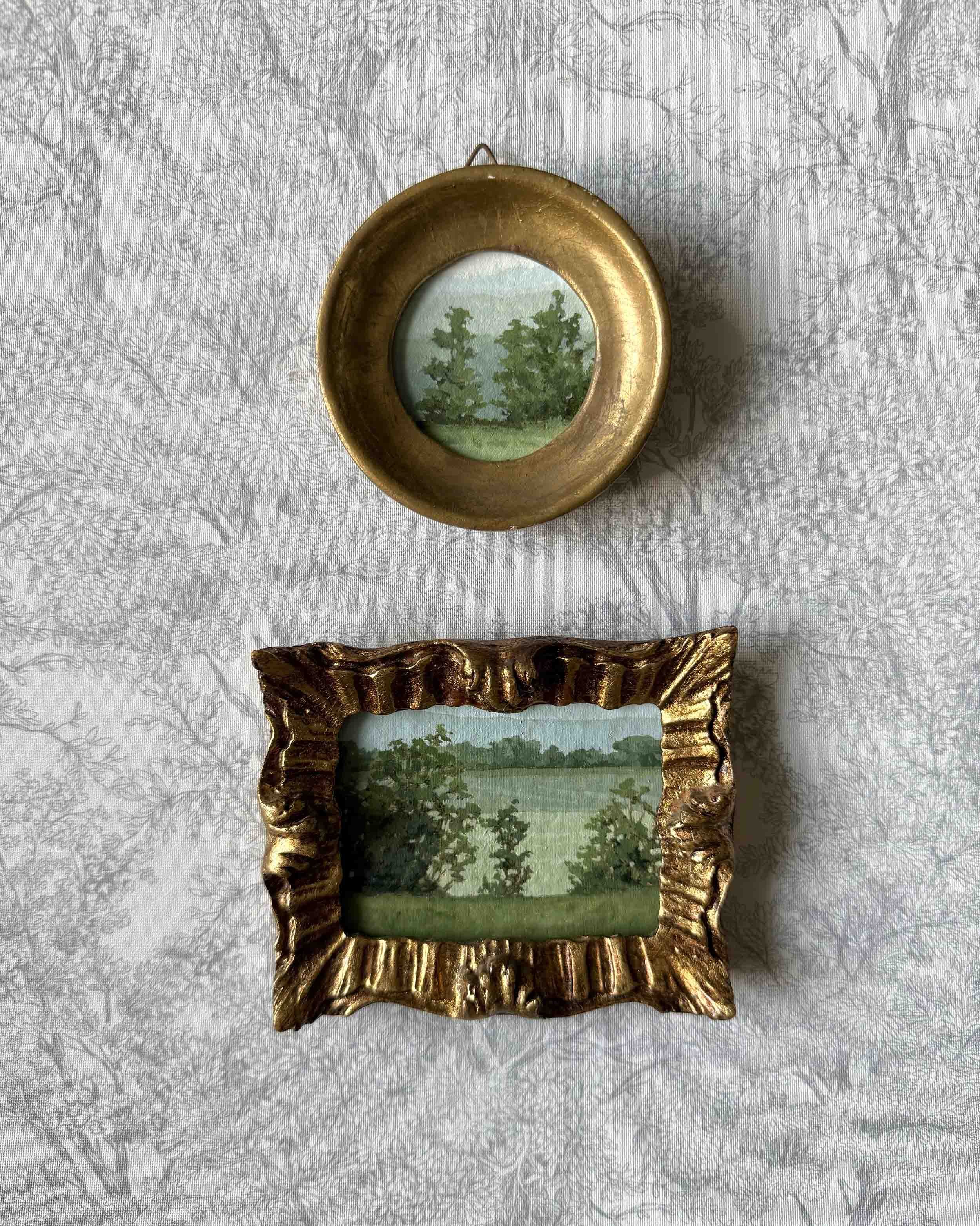 "Misty Mountain Blues Mini" original acrylic landscape painting