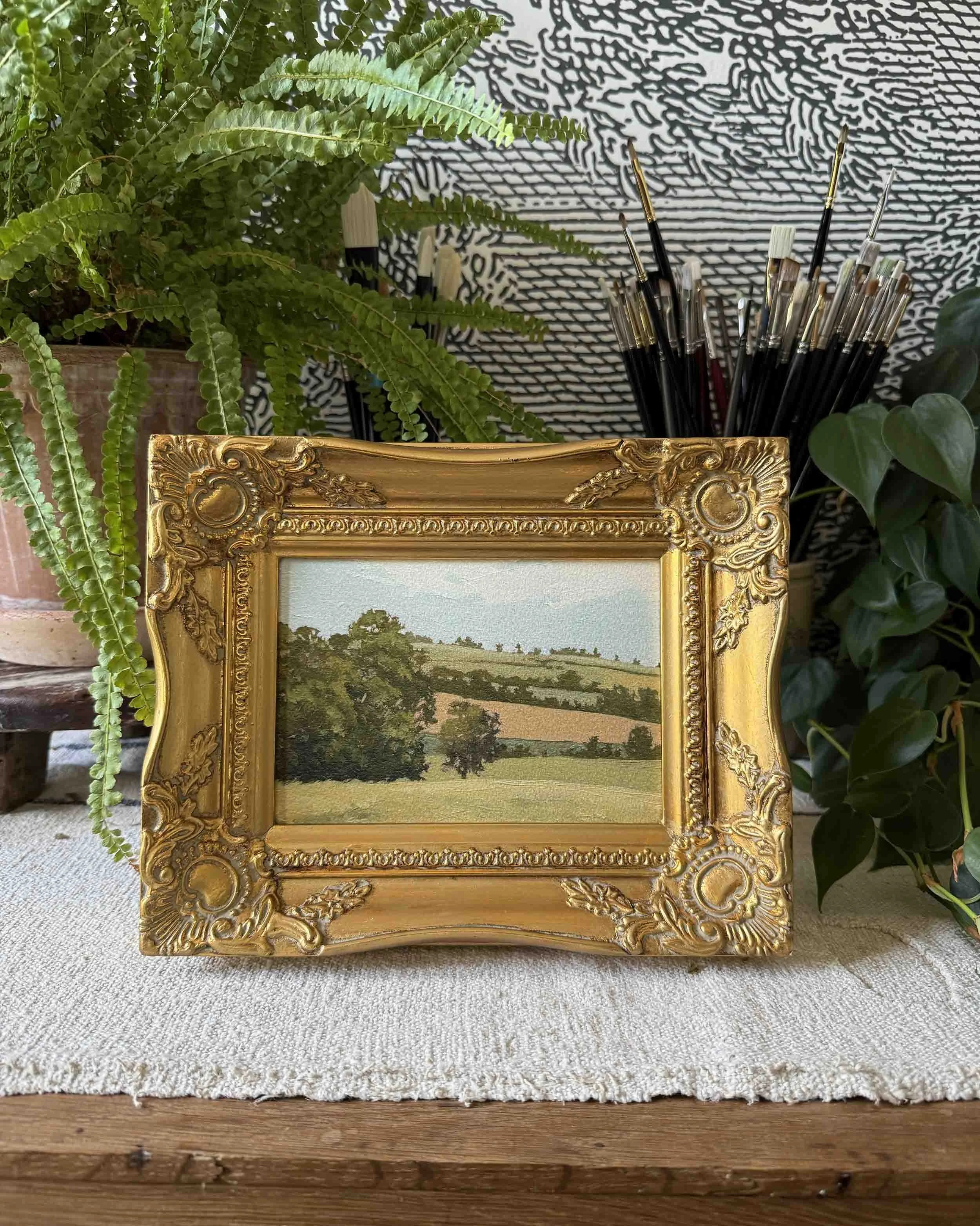 "Perspective" giclee landscape print in vintage gold wood frame