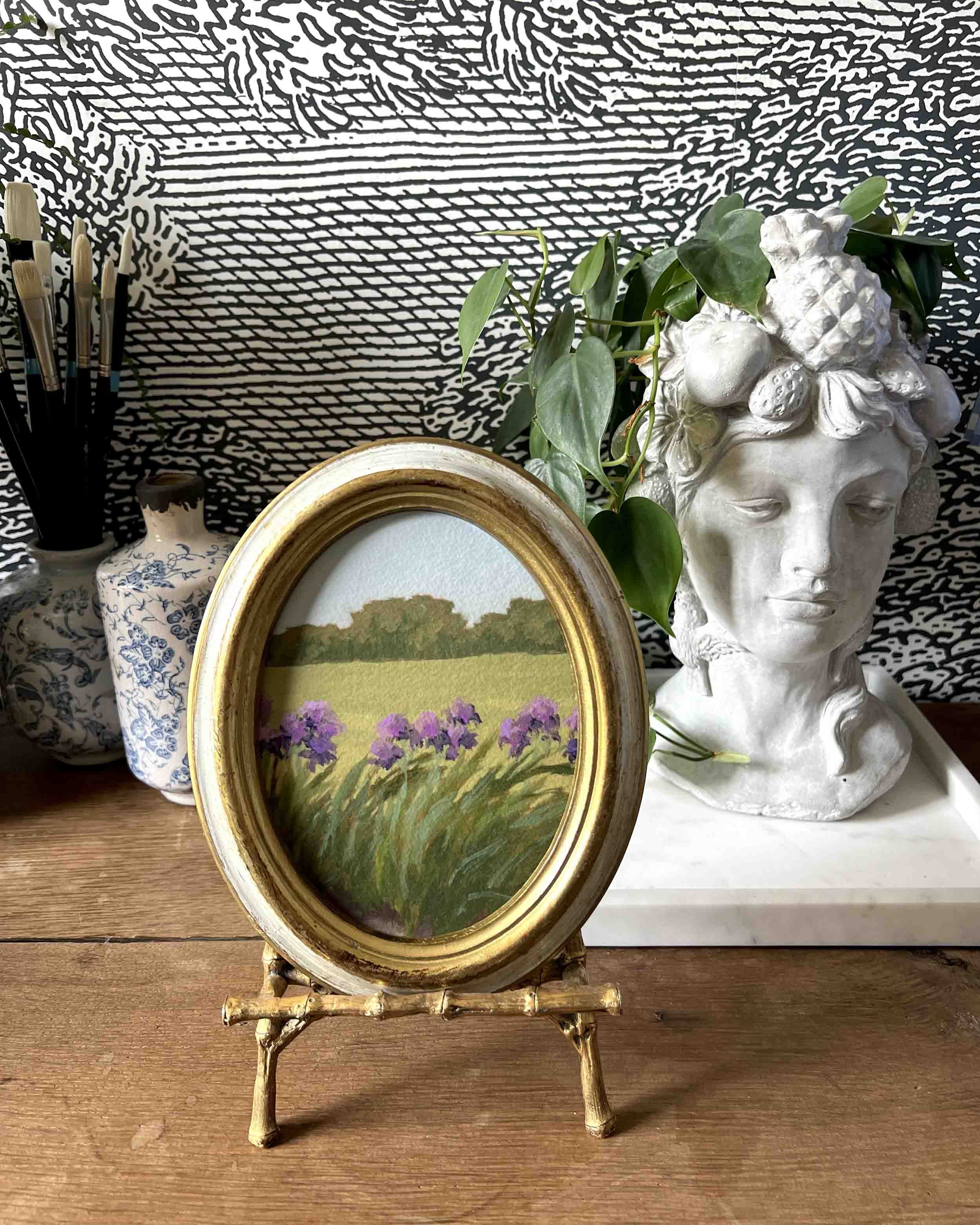 "Irises" vintage framed giclee print