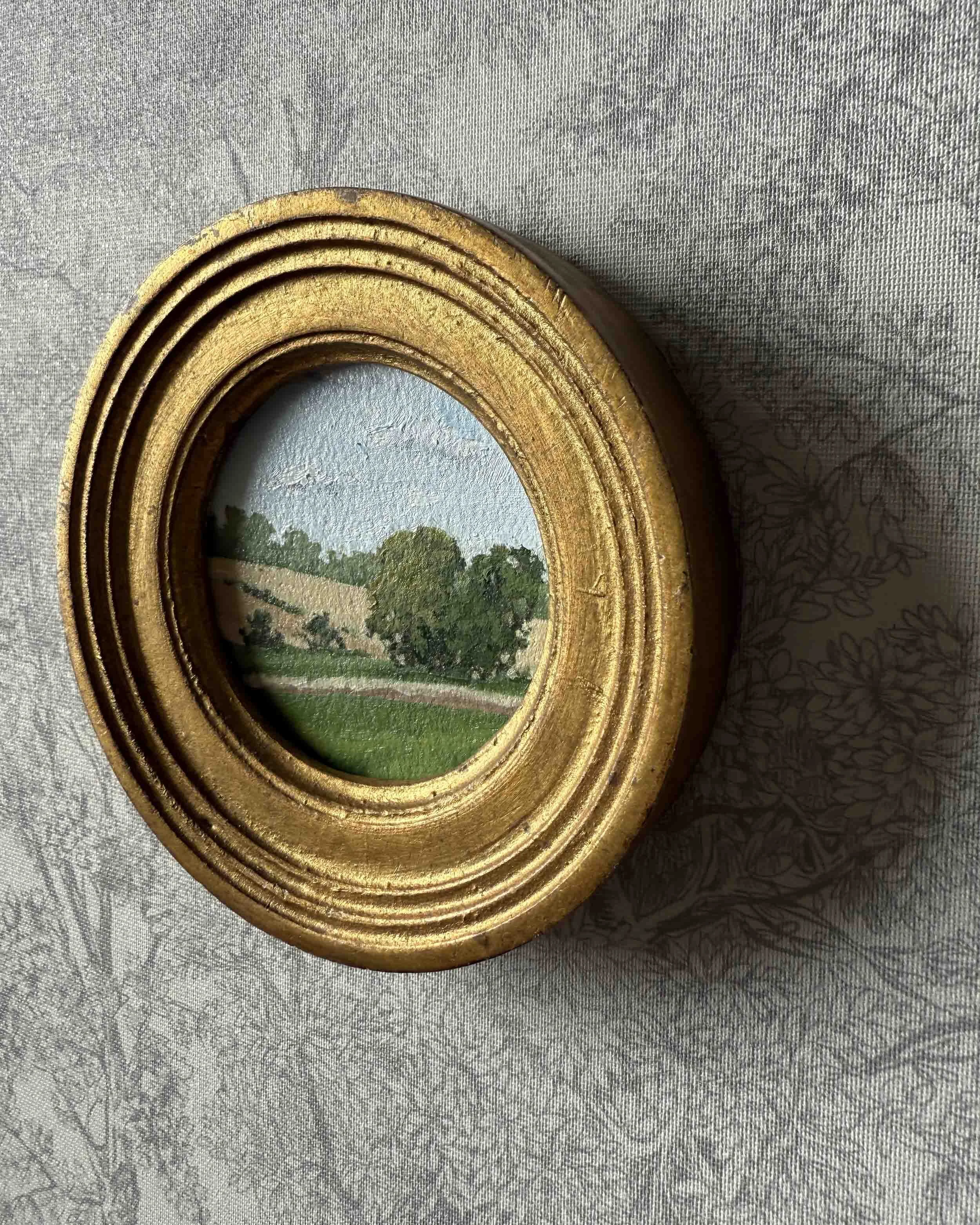 "Layered iii" original oil landscape painting in vintage Florentine frame