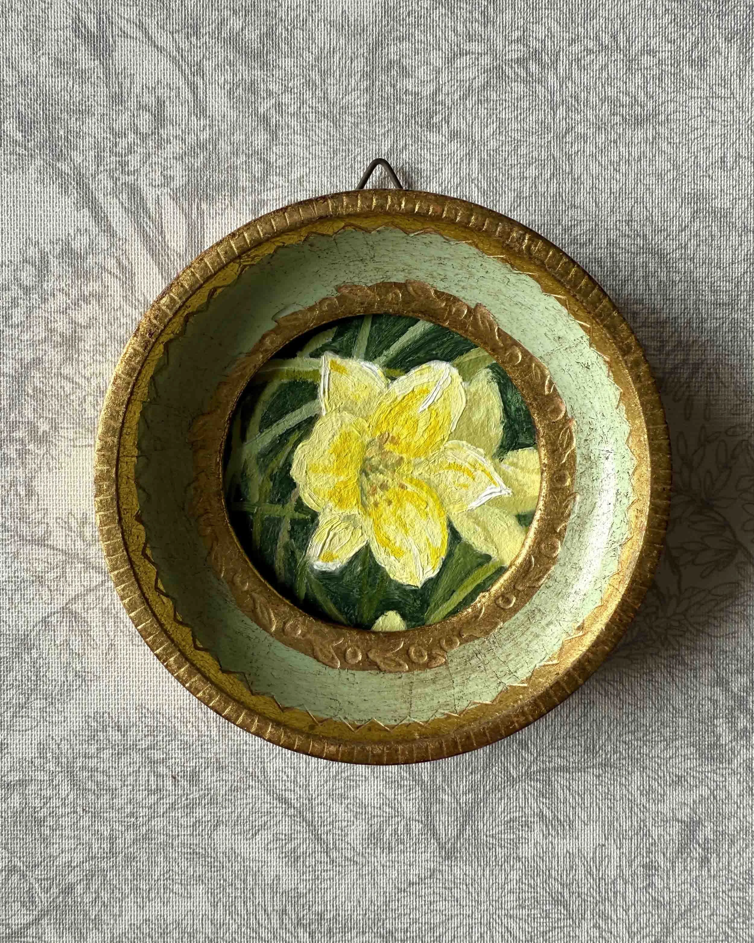 "Yellow Daylily Mini" original oil floral painting