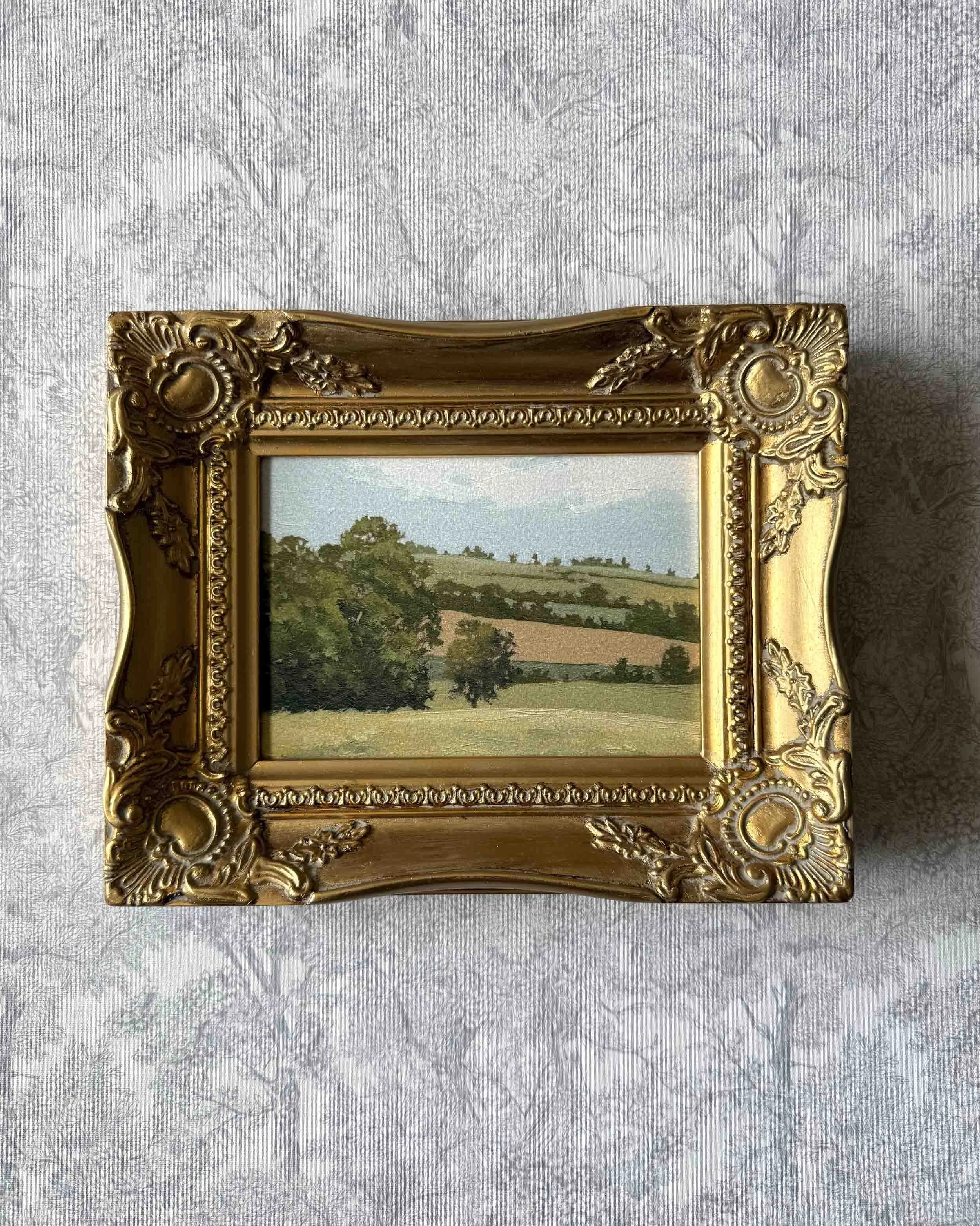 "Perspective" giclee landscape print in vintage gold wood frame