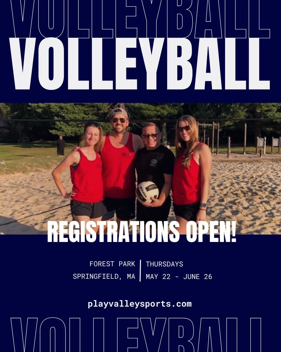 Beach VB registrations open! 

🏐 Thursdays
🏐 May 22 - June 26
🏐 Forest Park 

Link in bio to sign up - see you out there! ☀️