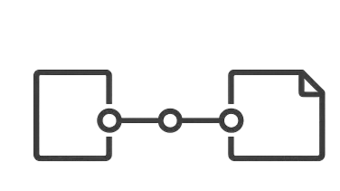 Abstract icon showing a documented chain of custody with linked handoff points