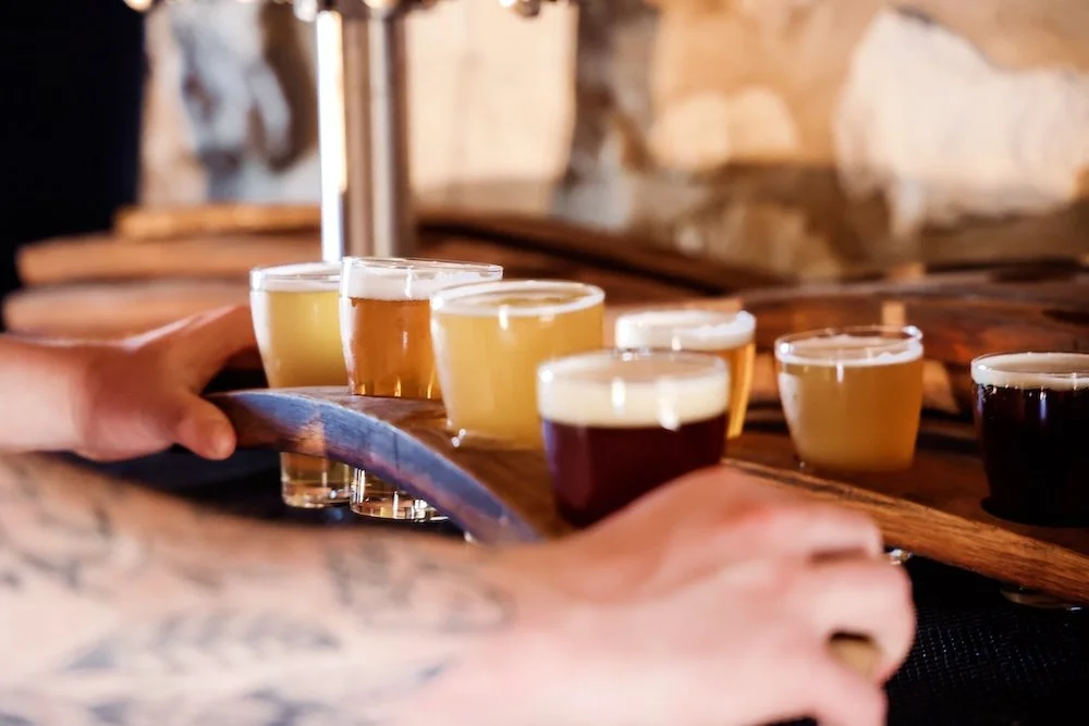 A fresh beer paddle is served at Loophole Brewing Co's Brewery Taproom on the Limestone Coast — showcasing a full range of craft beer styles brewed in South Australia.