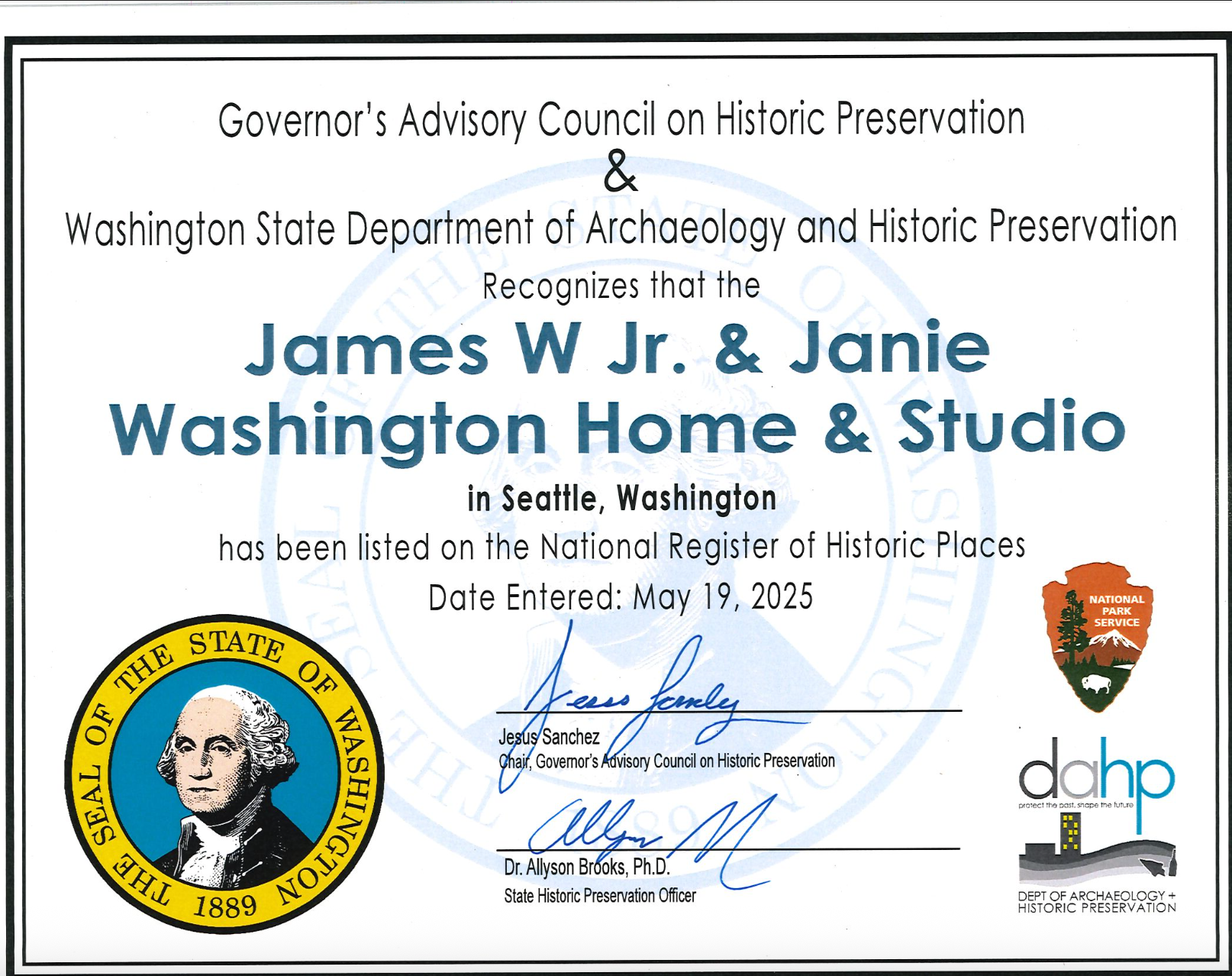 Washington House & Studio Joins The National Register of Historic Places!