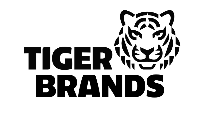 Black and white logo with a tiger's face on the right and the words 'TIGER BRANDS' on the left.