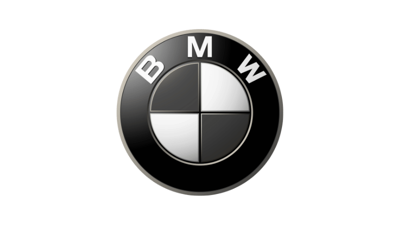 Close-up of the BMW logo, a circular emblem with a black outer ring and a quadrants of white and black in the center, with the letters B, M, and W at the top.