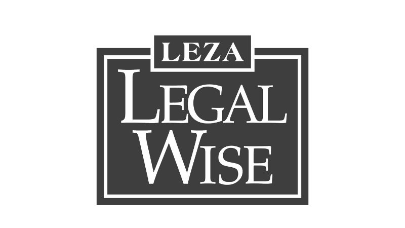 Logo with the text 'Leza Legal Wise' in white on a dark background.