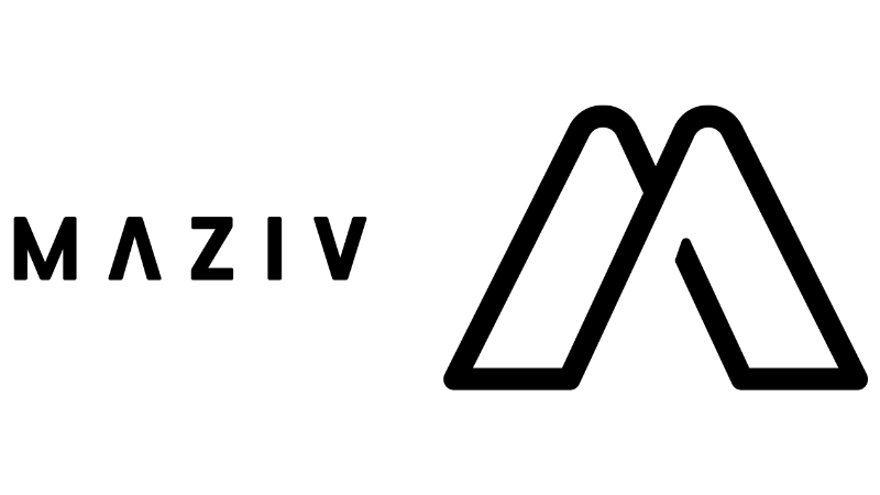 Black logo featuring the word 'MAZIV' in stylized font and a mountain illustration to the right.