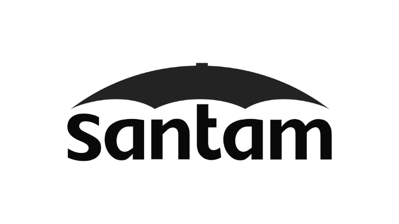 Logo of Santam insurance with a black umbrella above the text