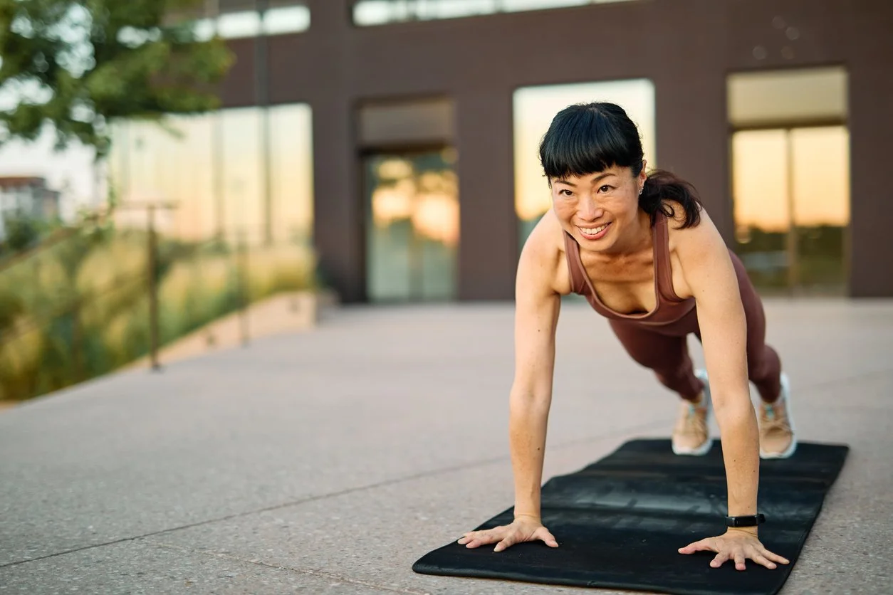 Woman practicing push ups