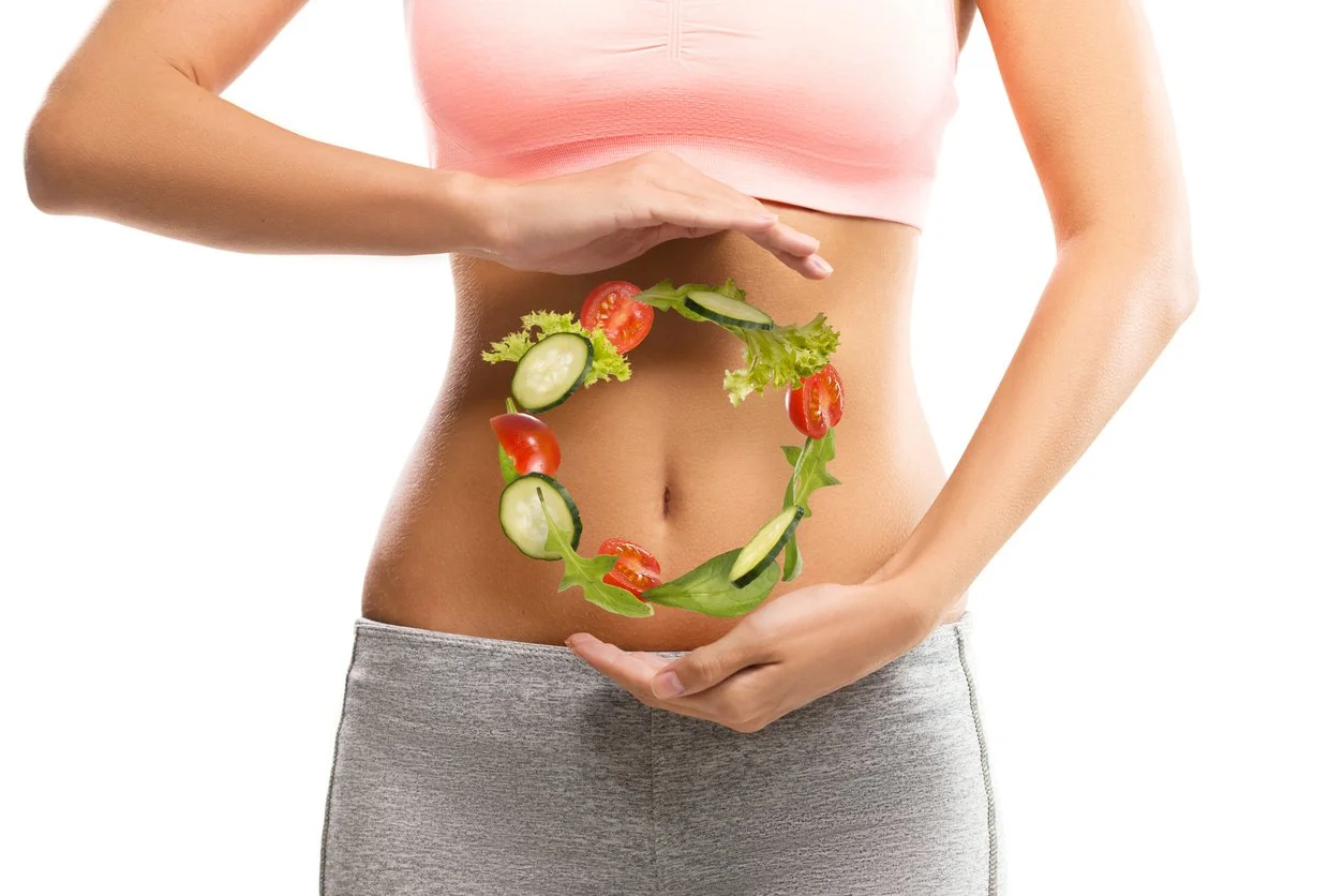 Woman and healthy diet influencing the gut microbiome