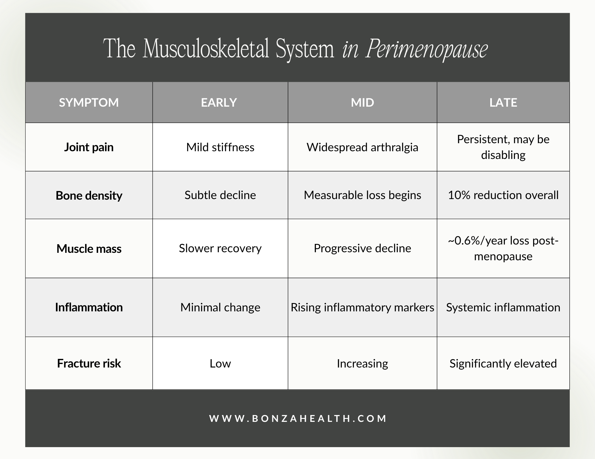 The musculoskeletal system in perimenopause