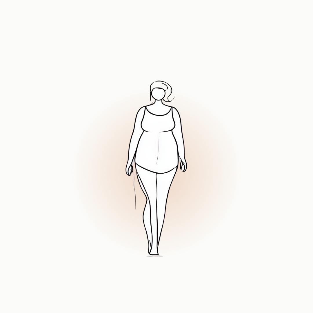 Line drawing of a perimenopause woman walking