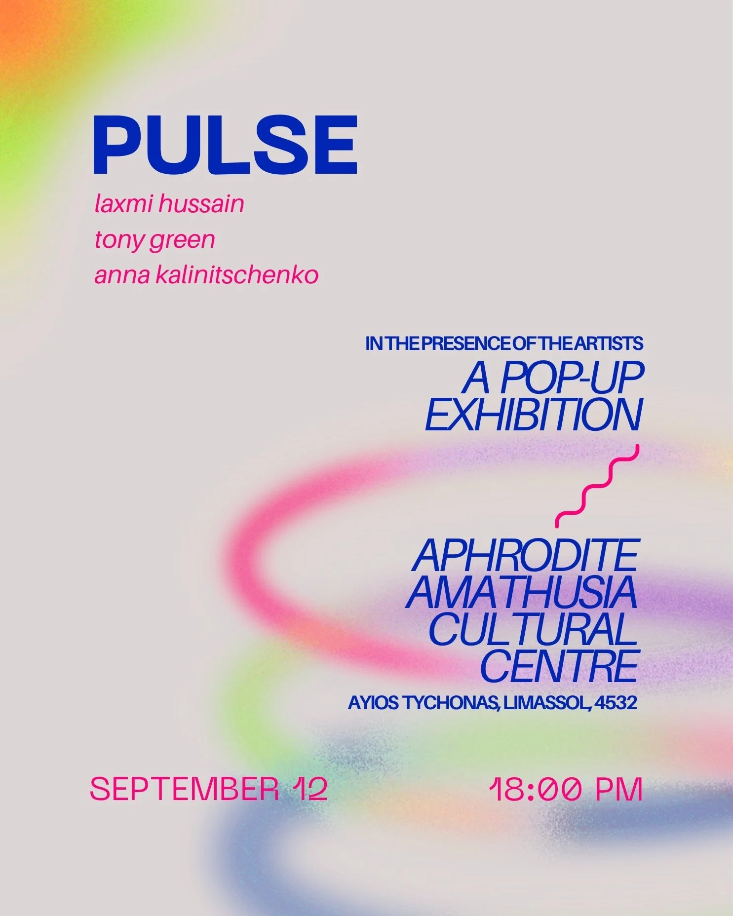 125 Space is delighted to present Pulse, a pop-up group exhibition bringing together the work of Anna Kalinitschenko, Laxmi Hussain, and Tony Green.
Three contemporary artists. Three distinct practices. One shared belief in the transformative power o