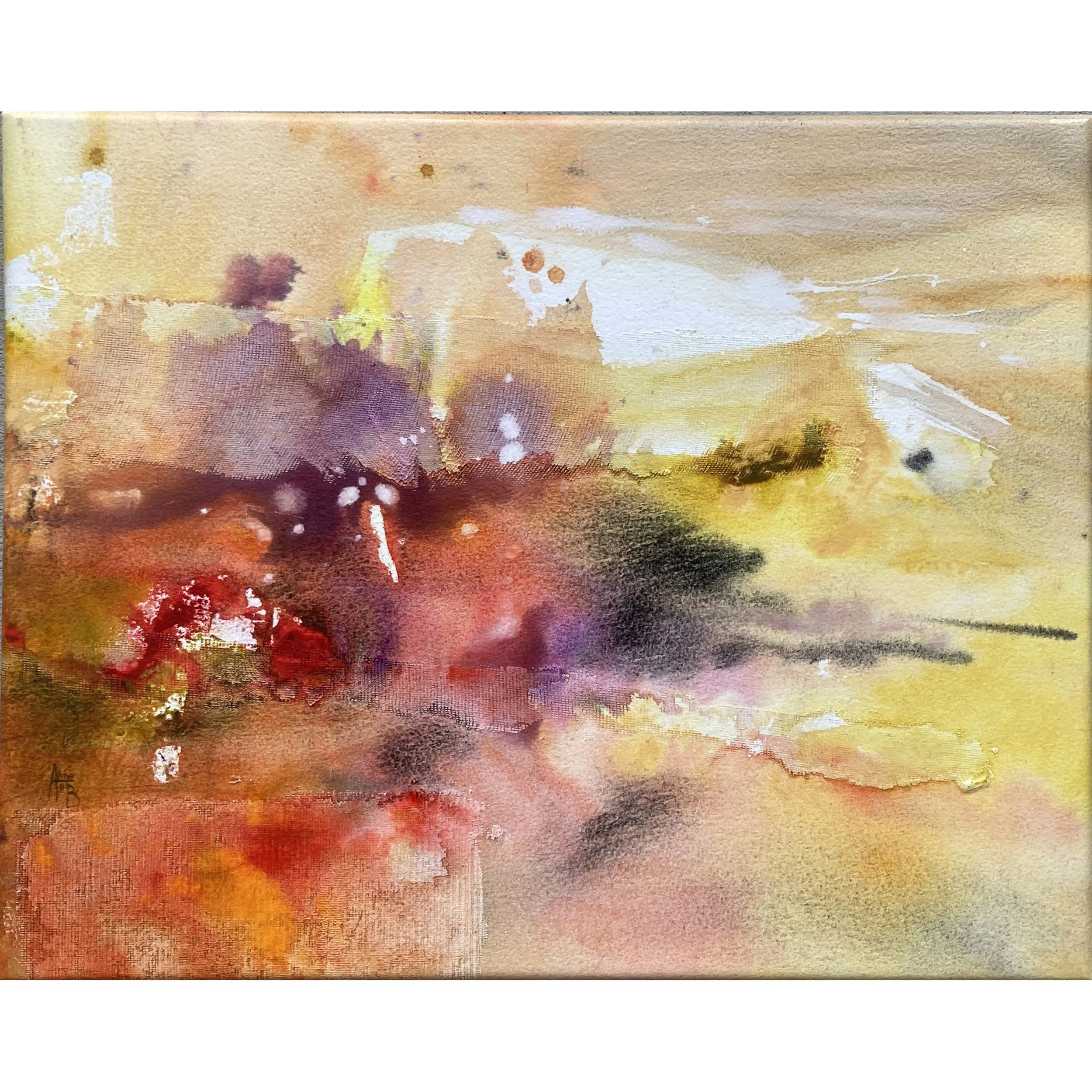 Naître avec le printemps, 40x50cm, 2024 ( gesso et aquarelle sur papier monté sur châssis et vernis)