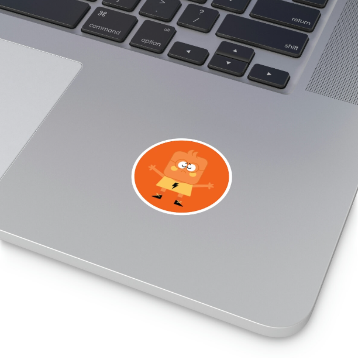OJ Orange, vinyl sticker, round sticker, water-resistant, scratch-resistant, durable, protective laminate, indoor use, outdoor use, laptop sticker, water bottle sticker, car sticker, Magicooz