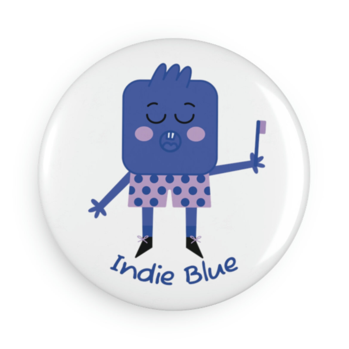 Indie Blue, round button magnet, water-resistant, scratch-proof, indoor use, outdoor use, artistic, Magicooz