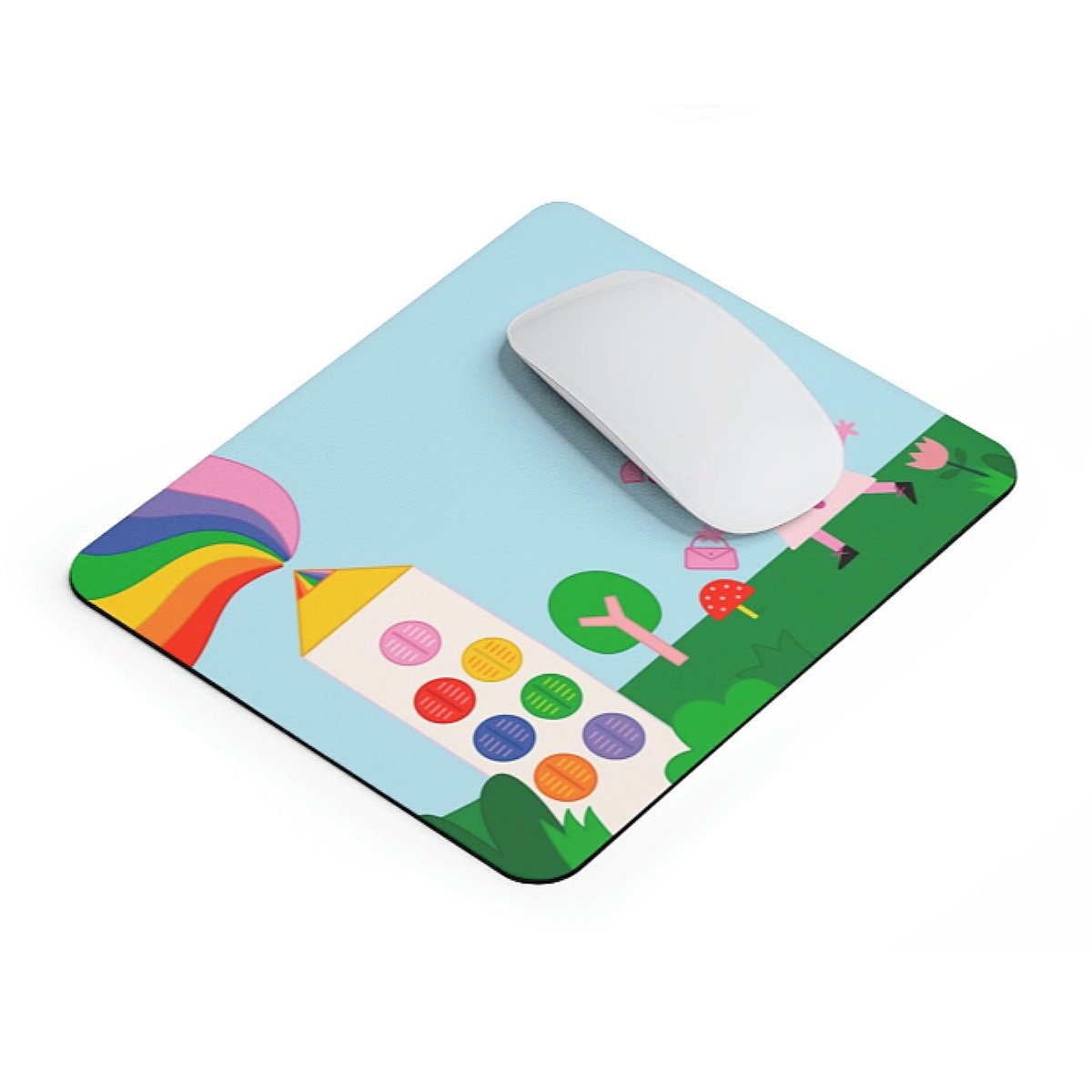 Pixie Pink, mouse pad, non-slip base, smooth surface, bubbly personality, creativity, magic, workspace, The World of Magicooz