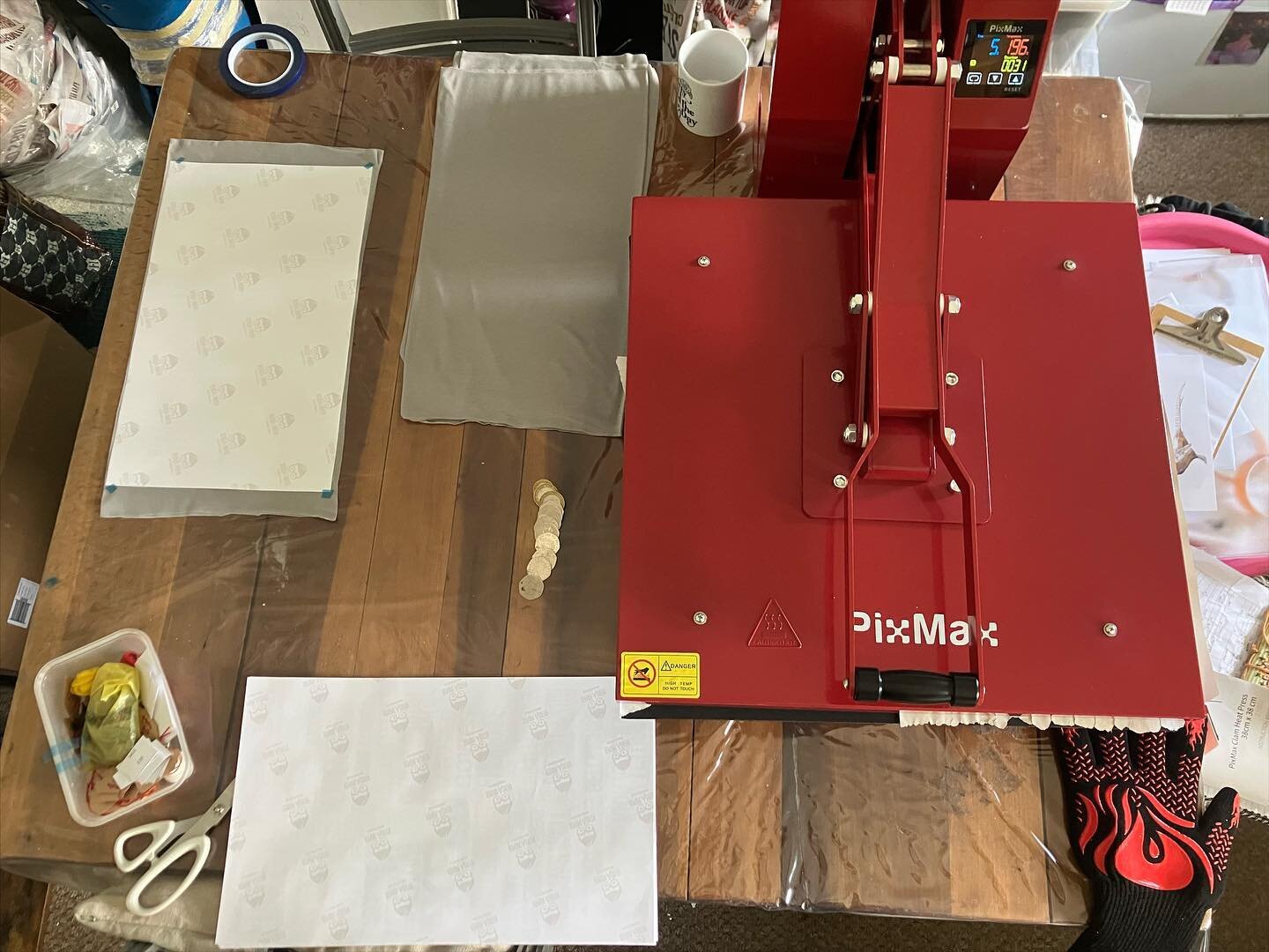 Good job we&rsquo;re not adamant on eating at the dining table as the new heat press is rather large!

Can now print full buffs, larger chopping boards and larger cushions ❤️🐄

#personalised #dontsellthefarm #smallbusinessuk #printondemand