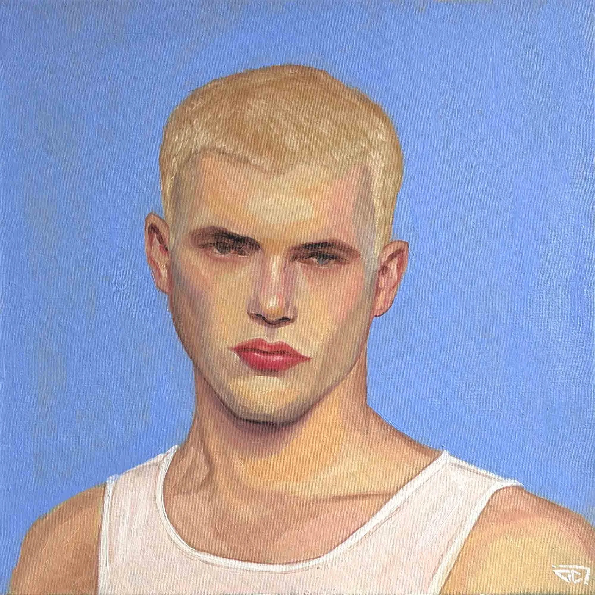 "Mikaïl est addict au chemsex depuis 2 ans", huile sur toile 50x50 cm - 19,7x19,7 in, 2024