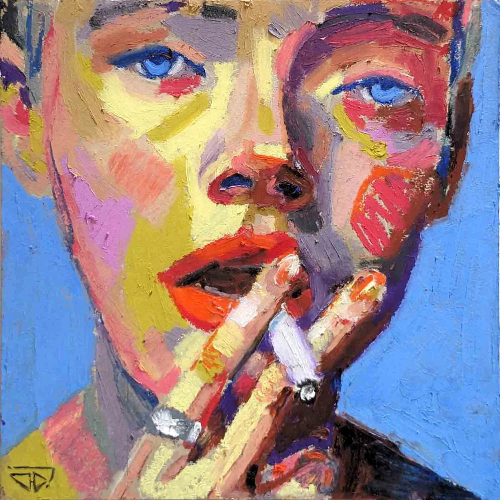 "Tu déconnes?" pastels à l'huile sur carton-bois 20x20cm - 7,9x7,9 in, 2024