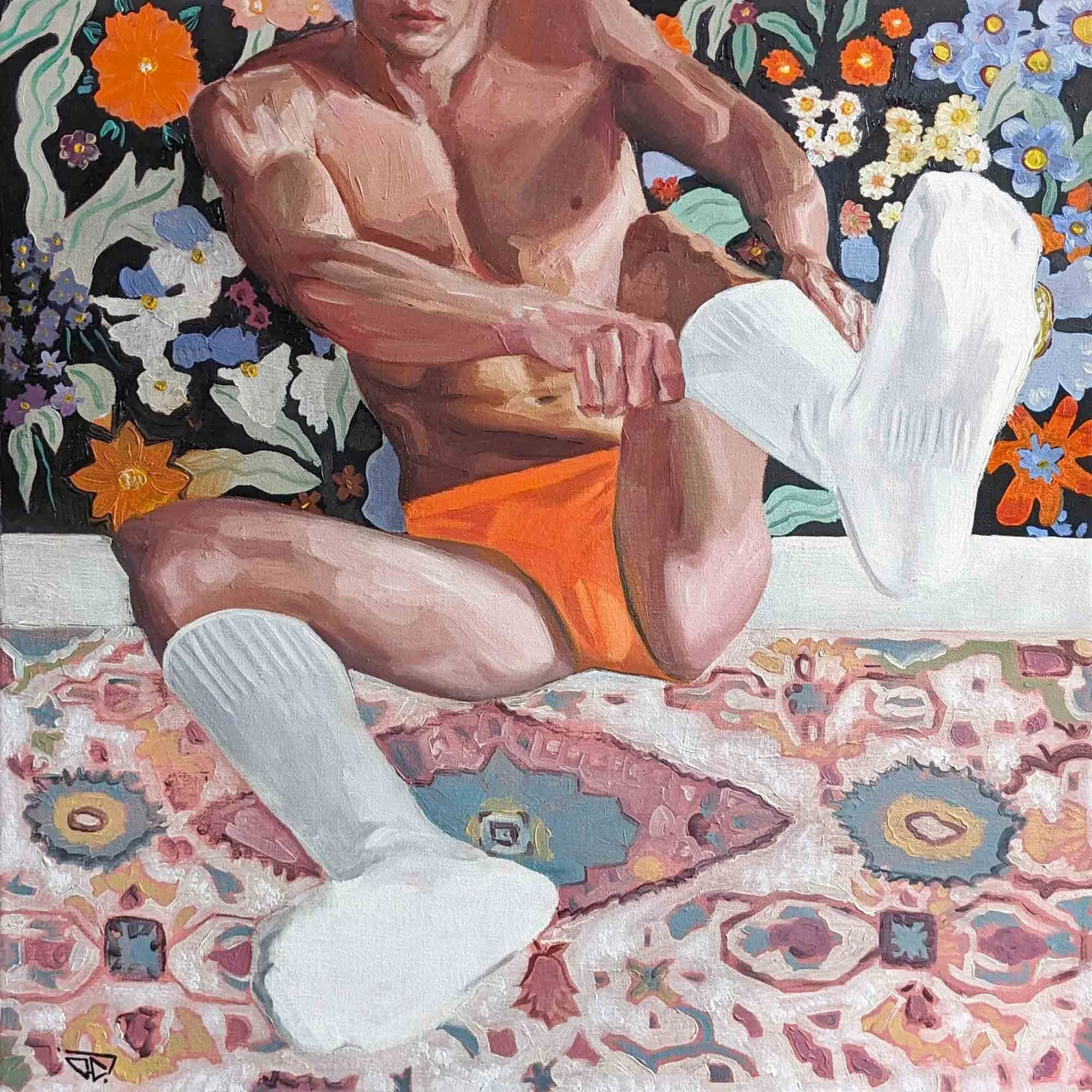 "Paul avait froid aux pieds mais pas aux yeux", huile sur toile 50x50 cm - 19,7x19,7 in, 2024
