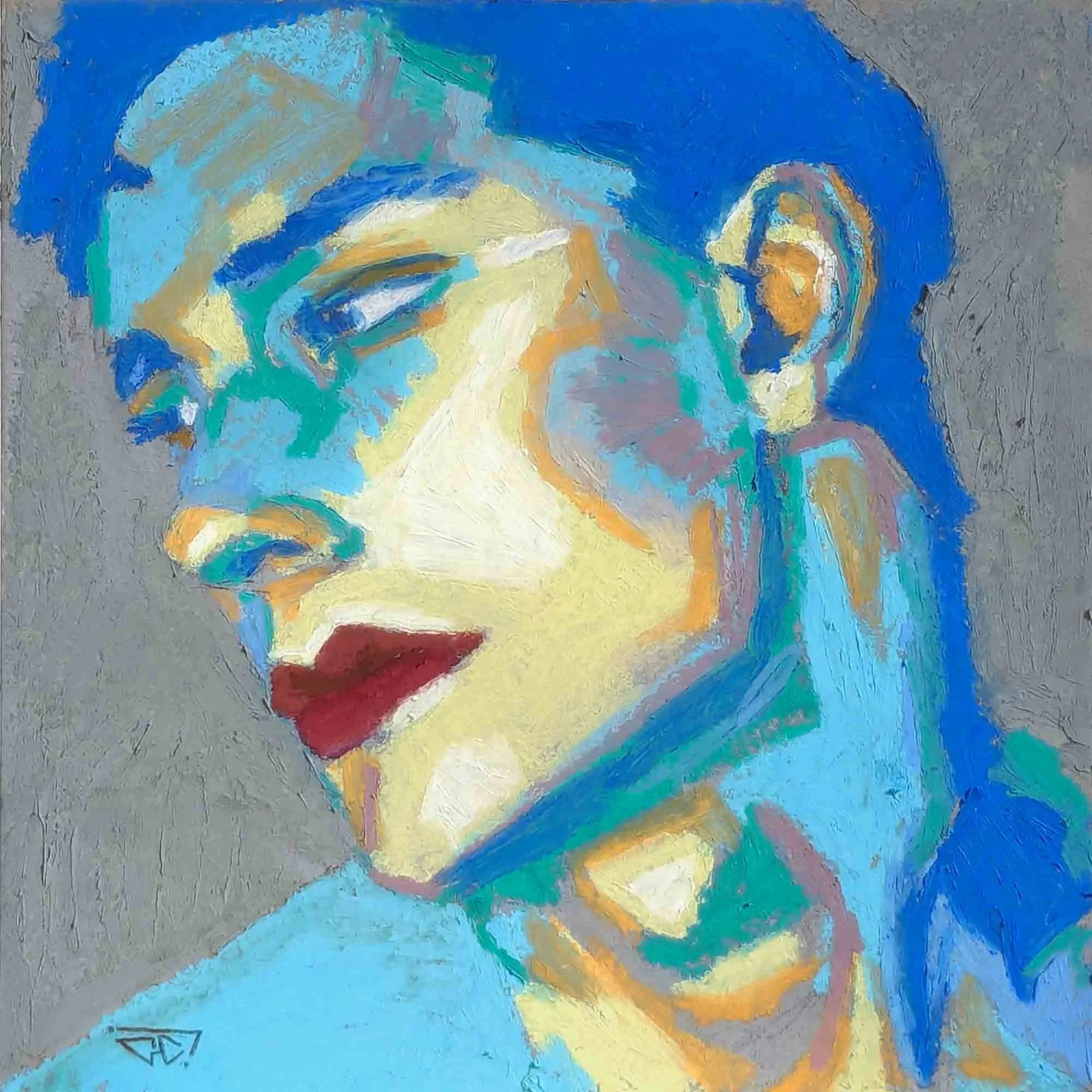 "Au final je ne sais plus" pastels à l'huile sur papier 20x20cm - 7,9x7,9 in, 2024
