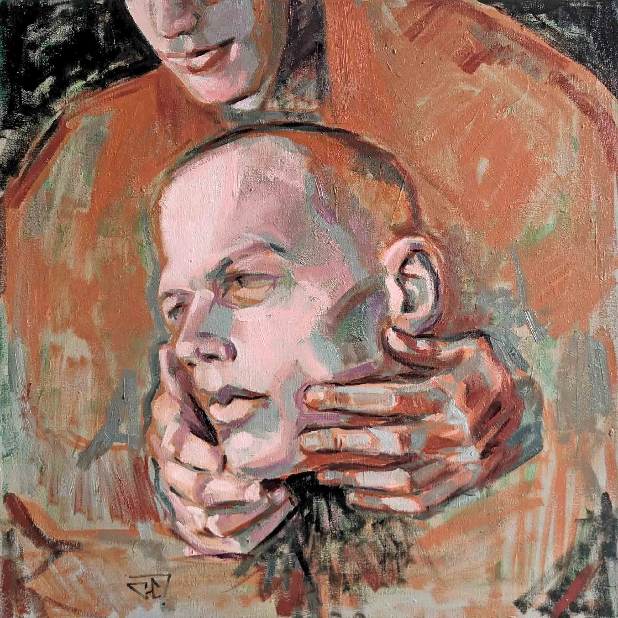 "Qui est le fou?", huile sur toile 50x50 cm - 19,7x19,7 in, 2024