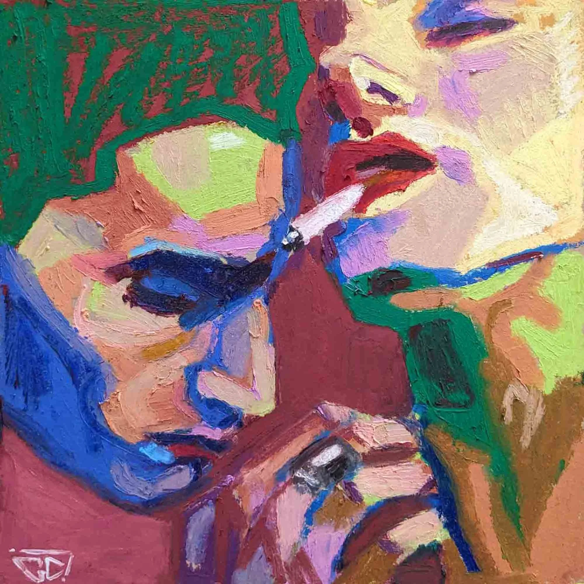 "Convoitise" pastels à l'huile sur carton-bois 20x20cm - 7,9x7,9 in, 2024