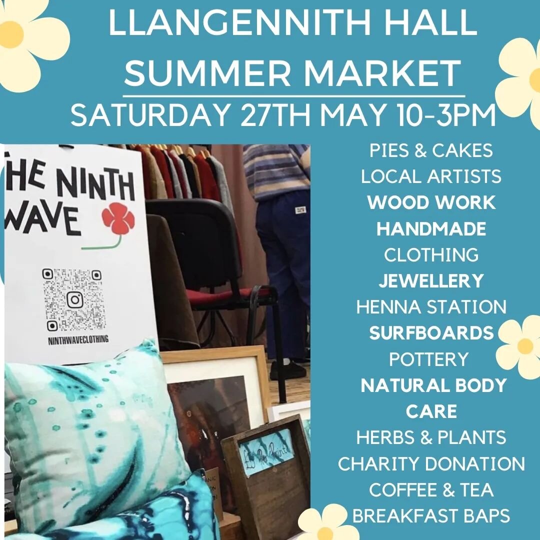 LLANGENNITH SUMMER MARKET🌱

27TH OF MAY ❤️❤️❤️ FROM 10-3PM! 

We have lots of fabulous stall holders lined up for you,

Here's a little taster 

@motley.pie
@papajewellery
@karitreeuk 
@sadie_beads
@bicaboards
@tree.daughters 
@gorgeousgower 
@gower
