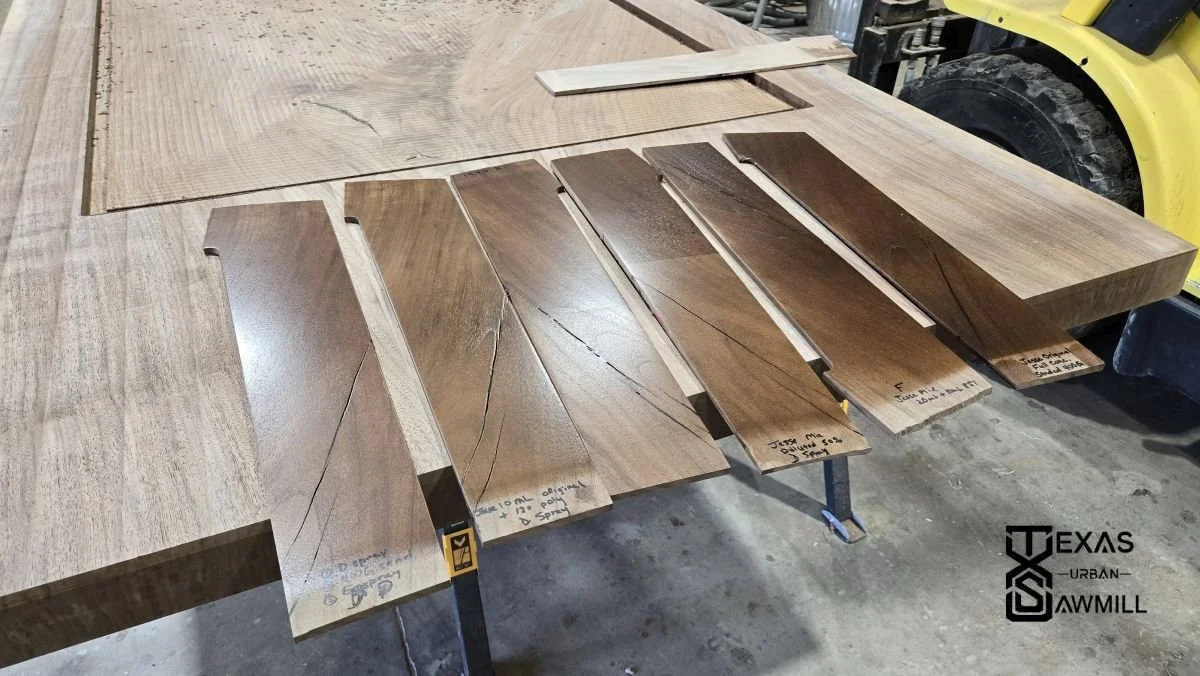 Extra care and attention went into the final finish of the walnut. Jesse Mahoney worked to maximize the rich color tones while highlighting the dramatic figure and unique character of this rare grain. You can also see the precision recess for the bas
