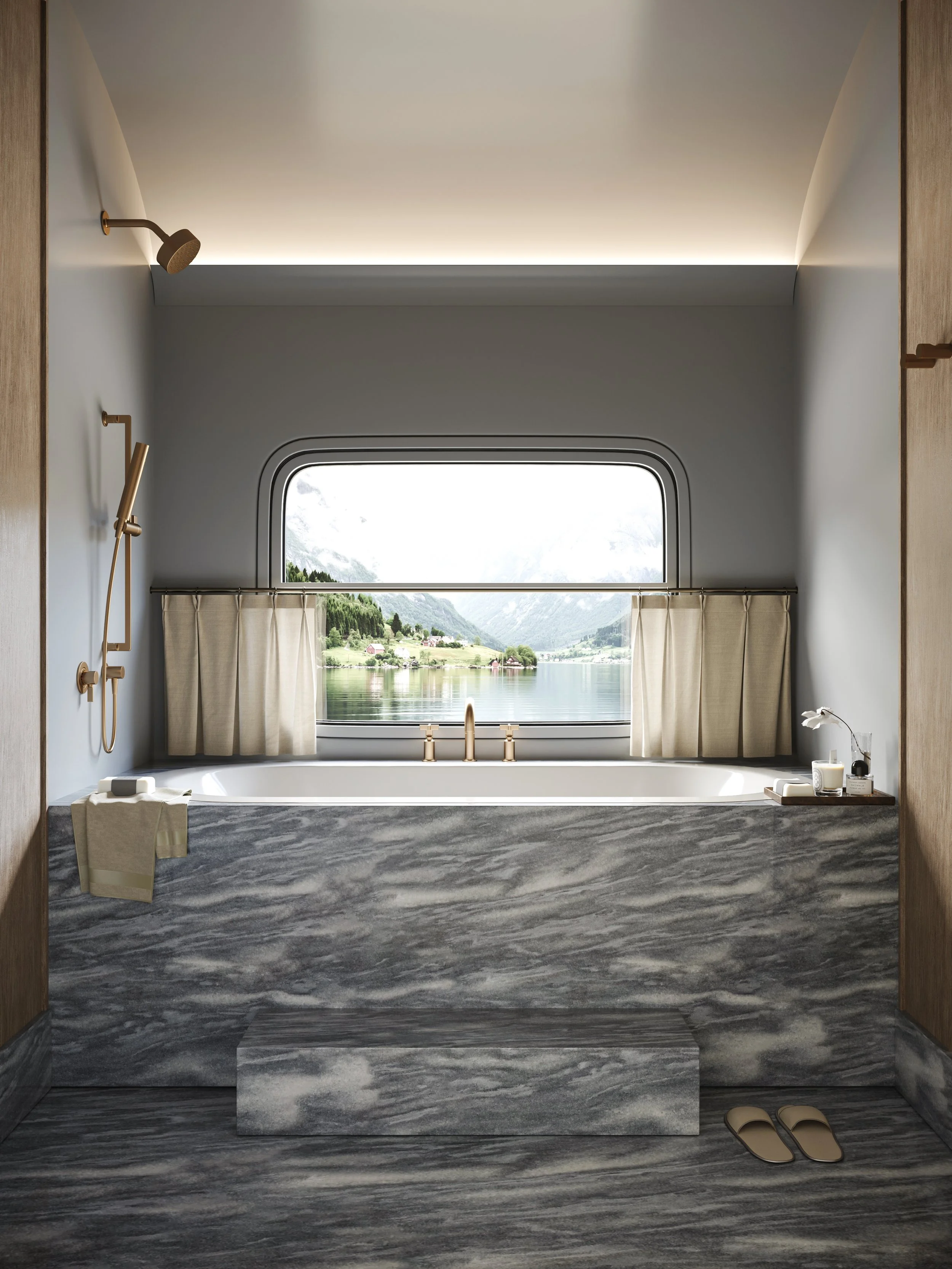 Nordic luxury train spa marble