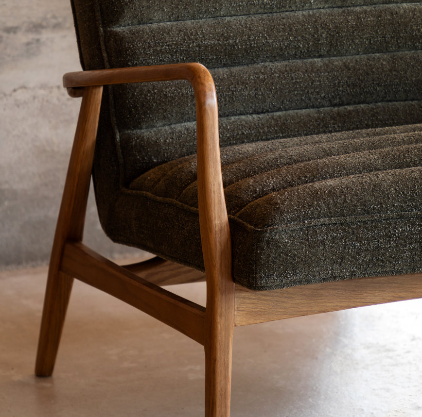 Datsun 2 seater sofa green boucle 2.png