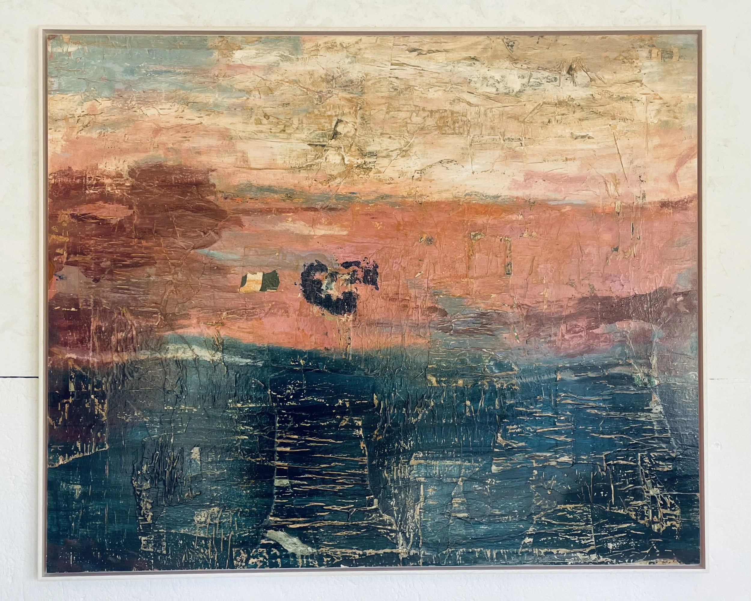 "Cielo y Mar II" mixed media on wooden panel. 100x122 cm. 2026 Price: 3000€