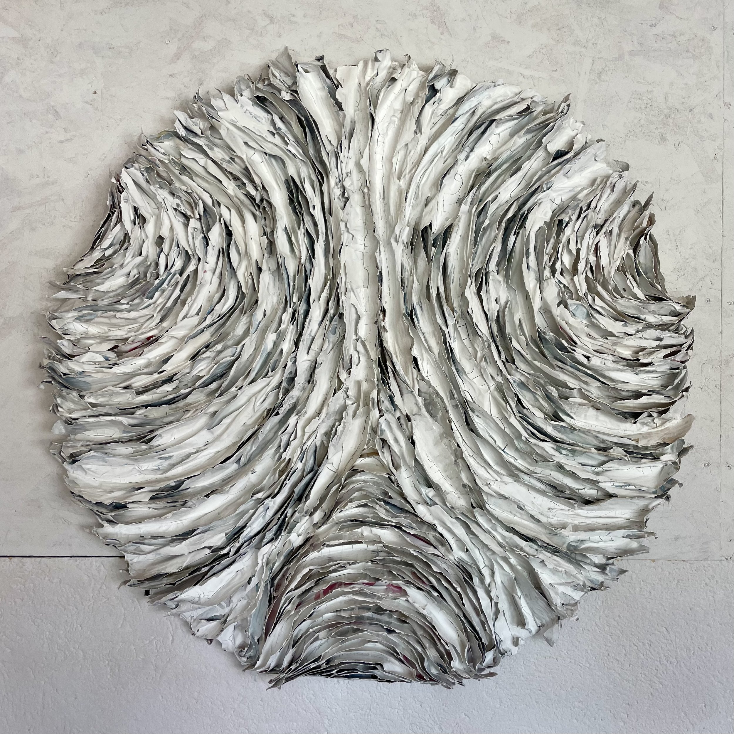 "The In-Between", 3D collage on wooden panel. 2025. Price: 2000€