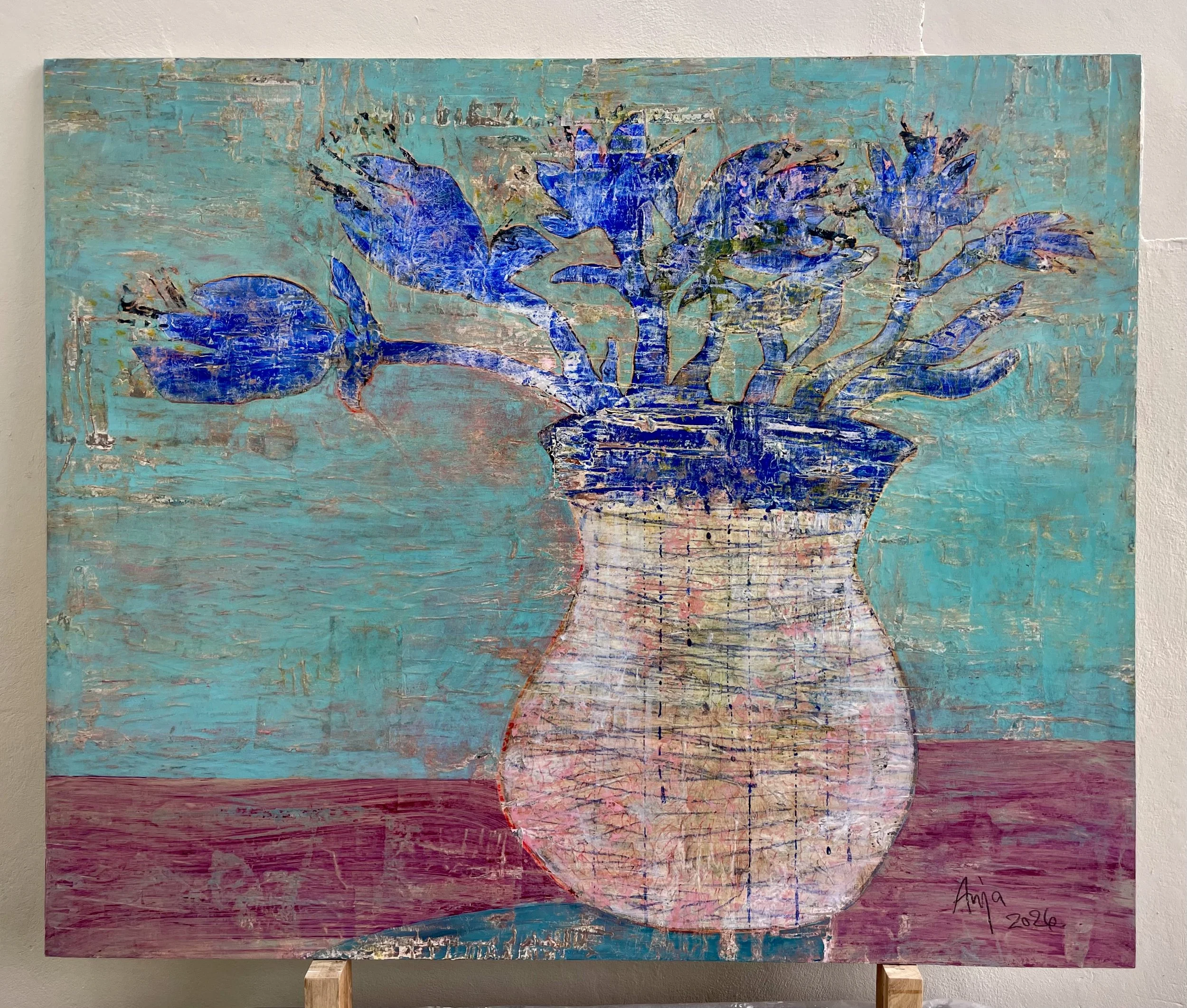"Raw Beauty in Bloom" mixed media on wooden panel. 124x103cm. Price: 3000€