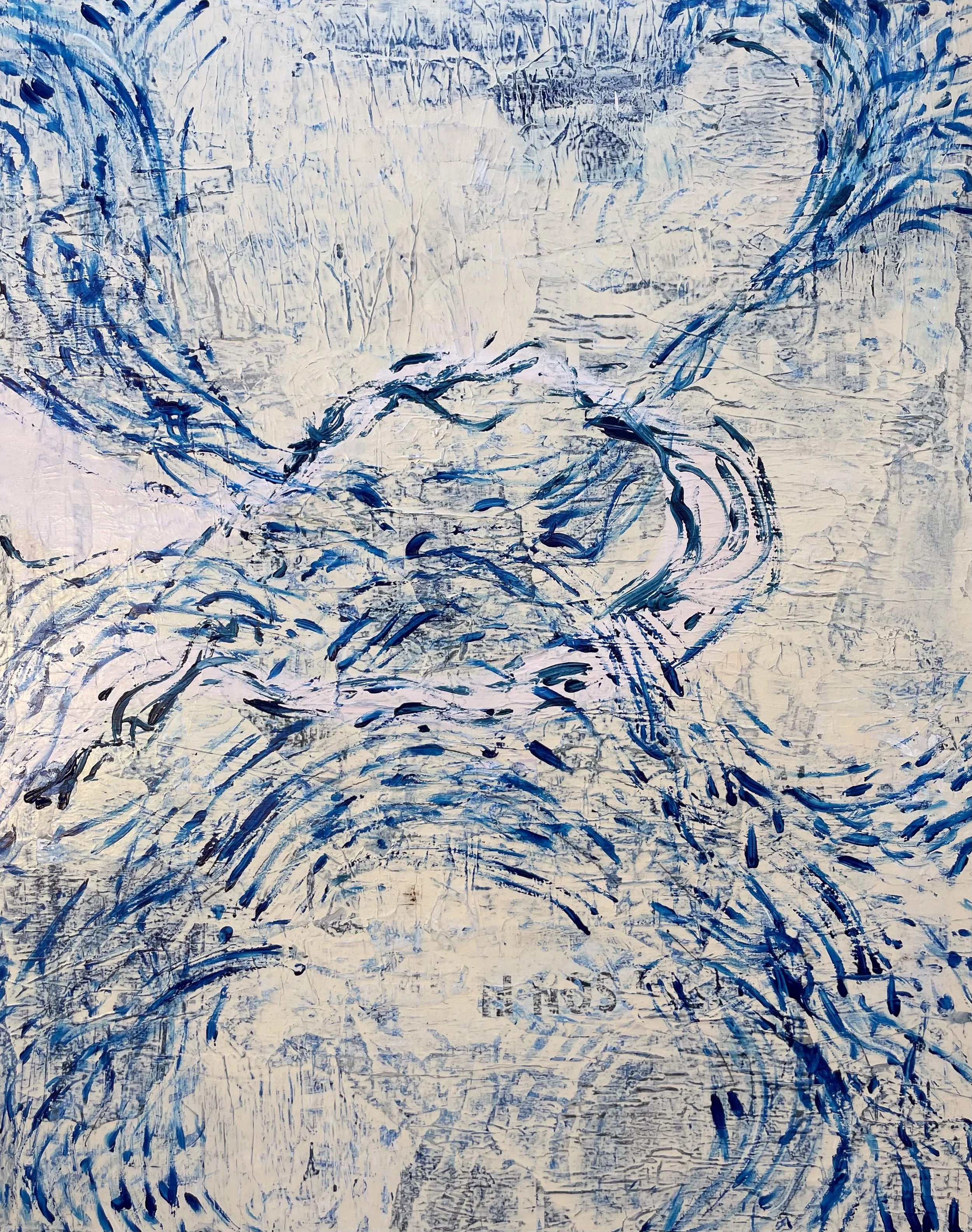 "Let it Go", Mixed media on wooden panel. 130x160 cm. 2024. Price: 4200€