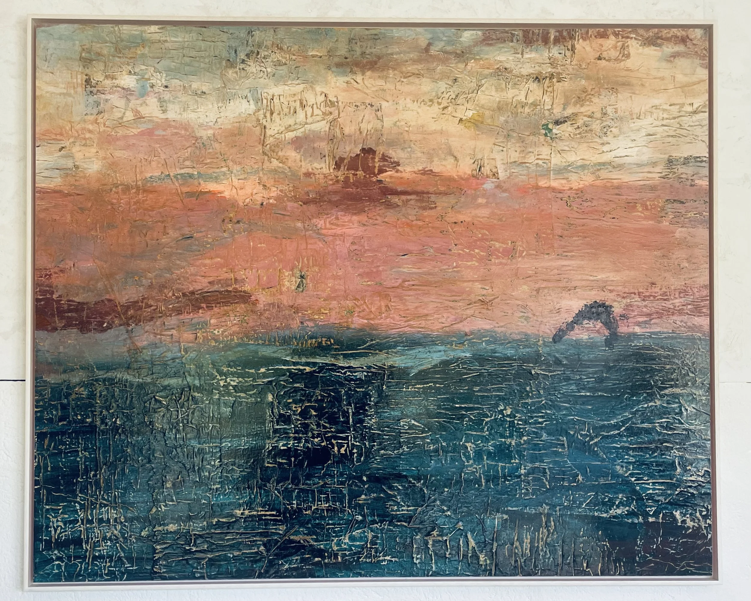 "Cielo y Mar I" mixed media on wooden panel. 100x122 cm. 2026 Price: 3000€
