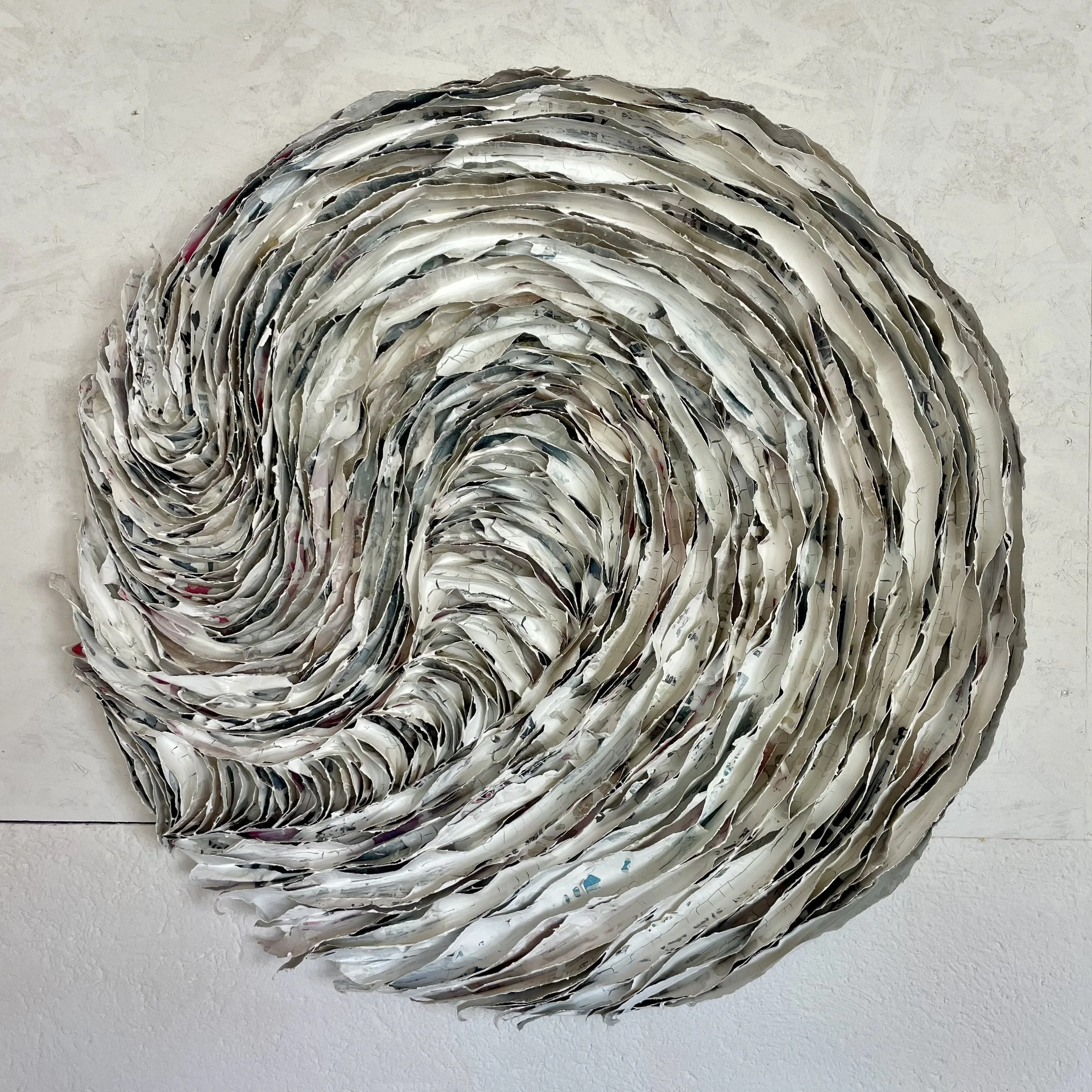 "Between Time, Space & Stories", 3D collage on wooden panel. 2025. Price: 2000€