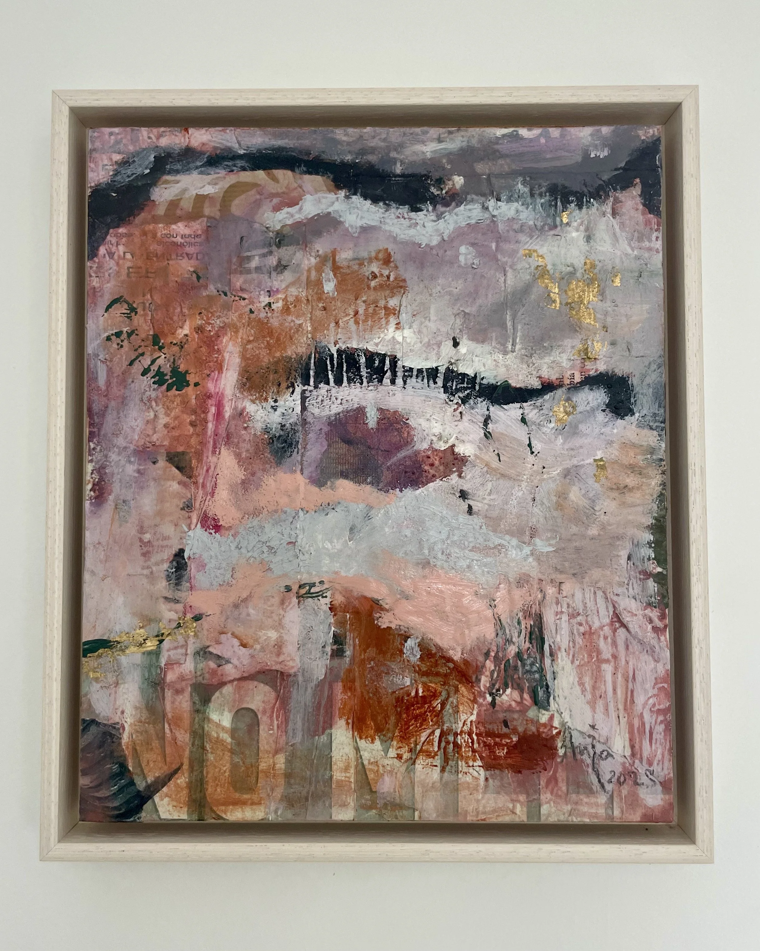 "Above and Below", Mixed media on wooden panel. 29x34 cm. 2025. 500 €