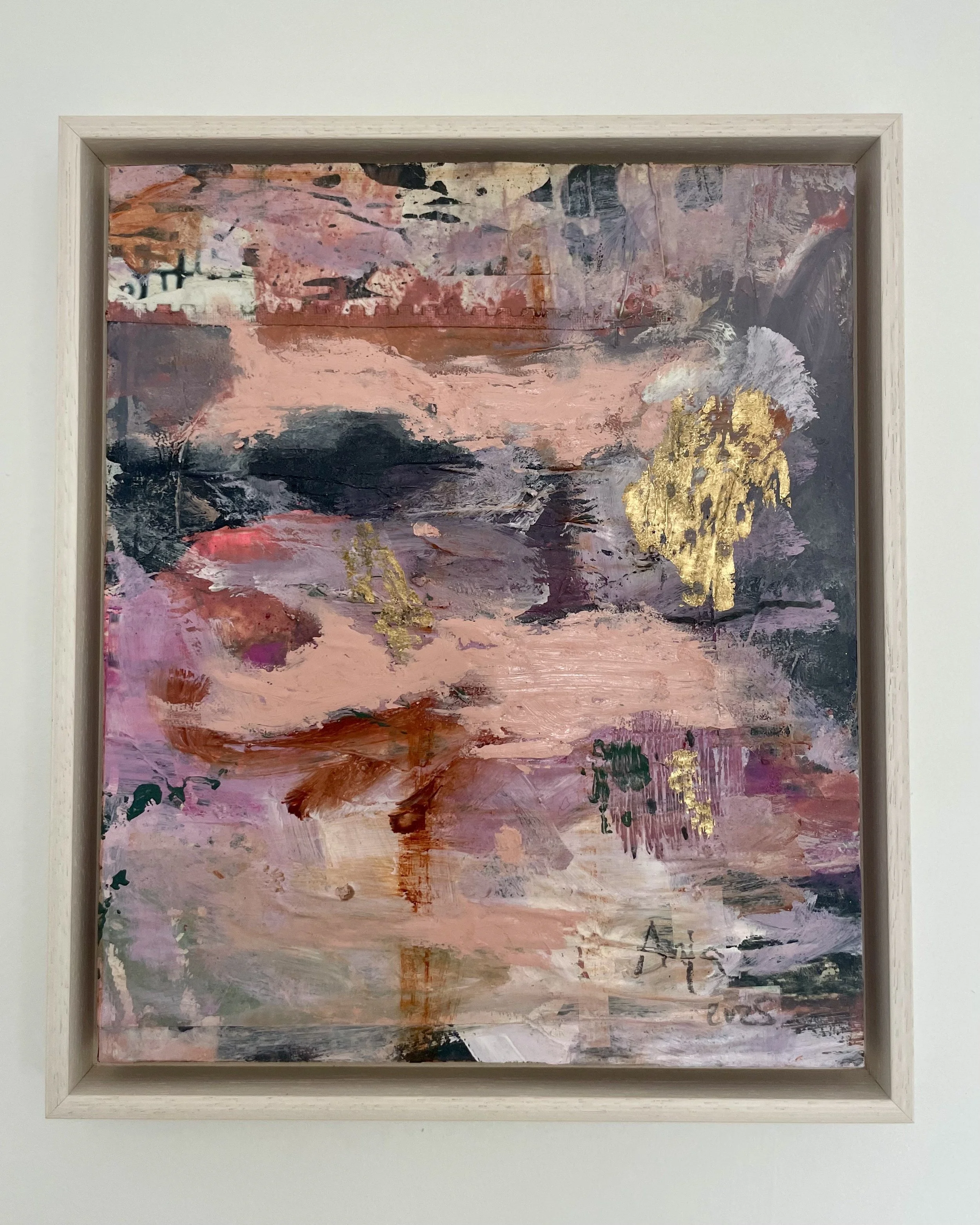 "All of it", Mixed media on wooden panel. 29x34 cm. 2025. 500 €