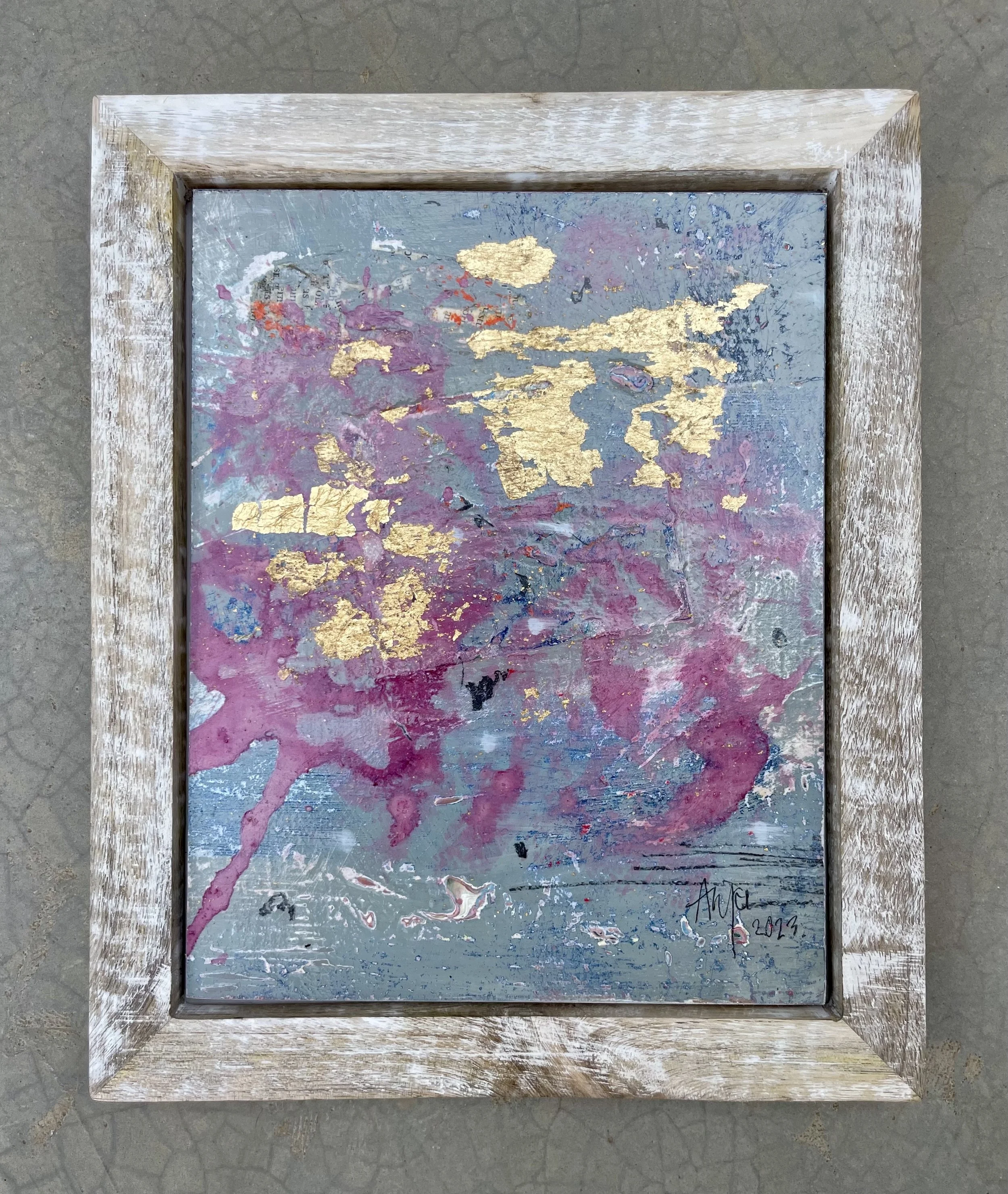 "Small Details", Mixed media on wooden panel. 23x28 cm. 2024. Price: 300€