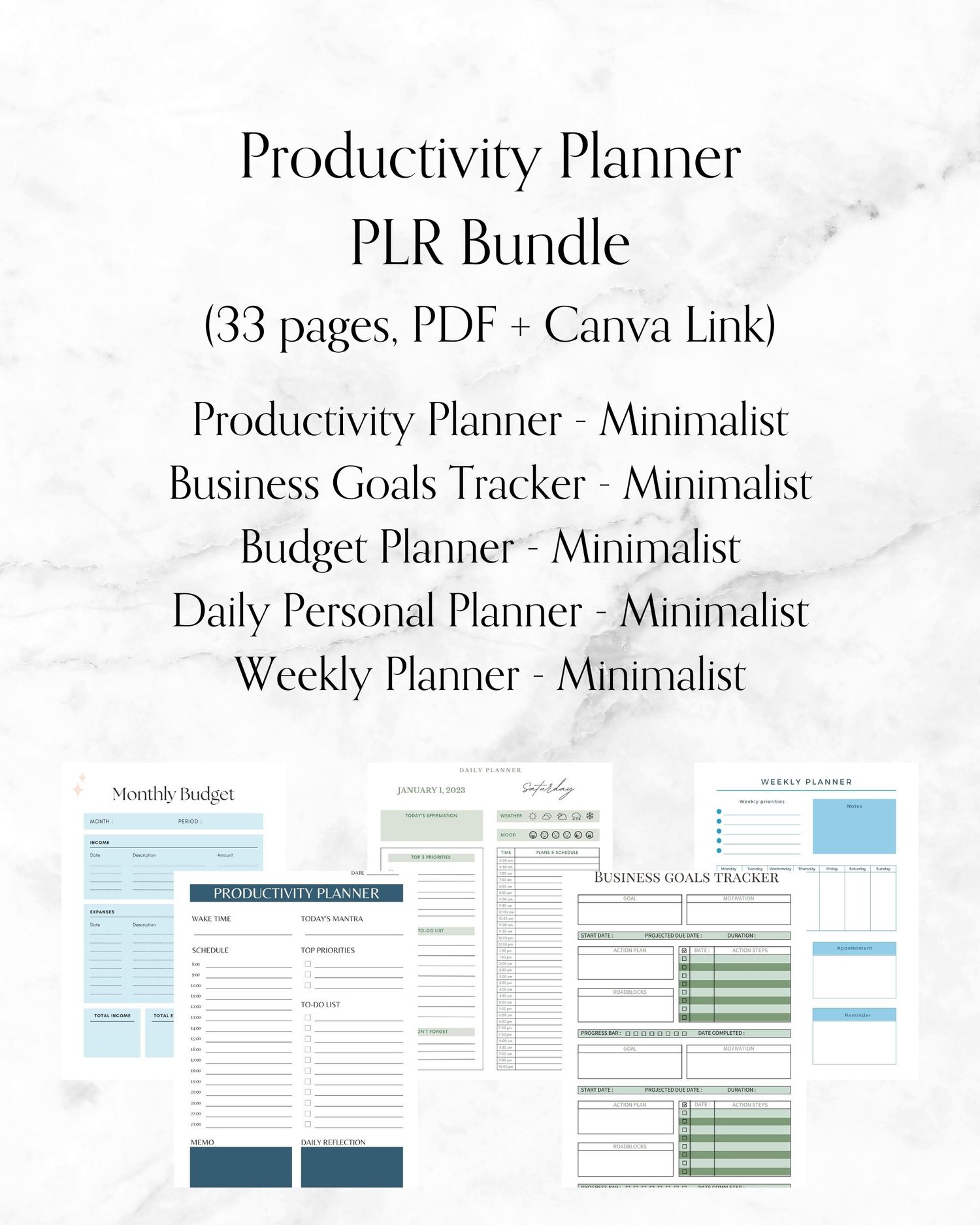 Productivity Planner PLR Bundle — Digital PLR Store