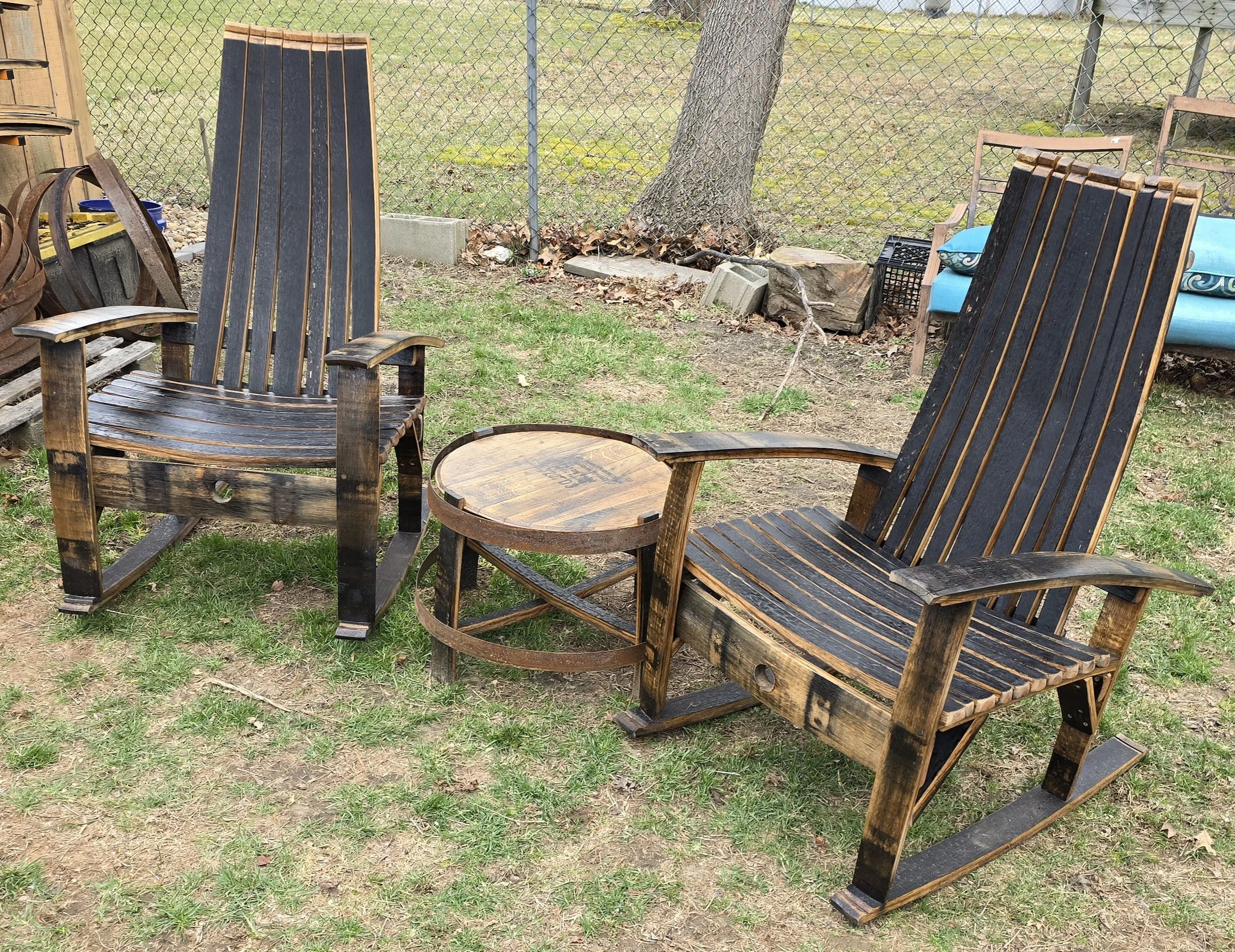 whiskey barrel rocking chair - black walnut charcuterie board — Kilted ...