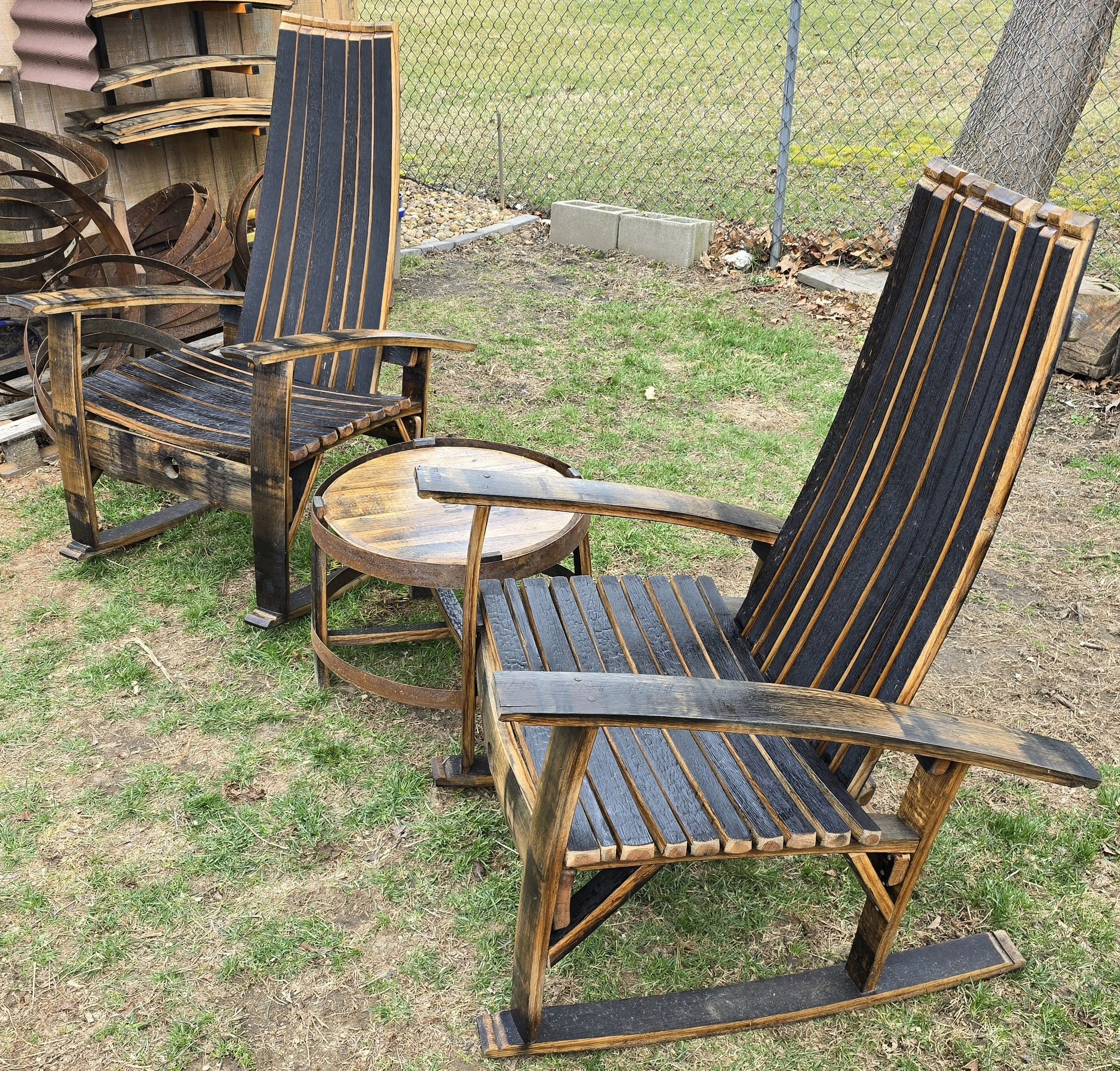 whiskey barrel rocking chair - black walnut charcuterie board — Kilted ...