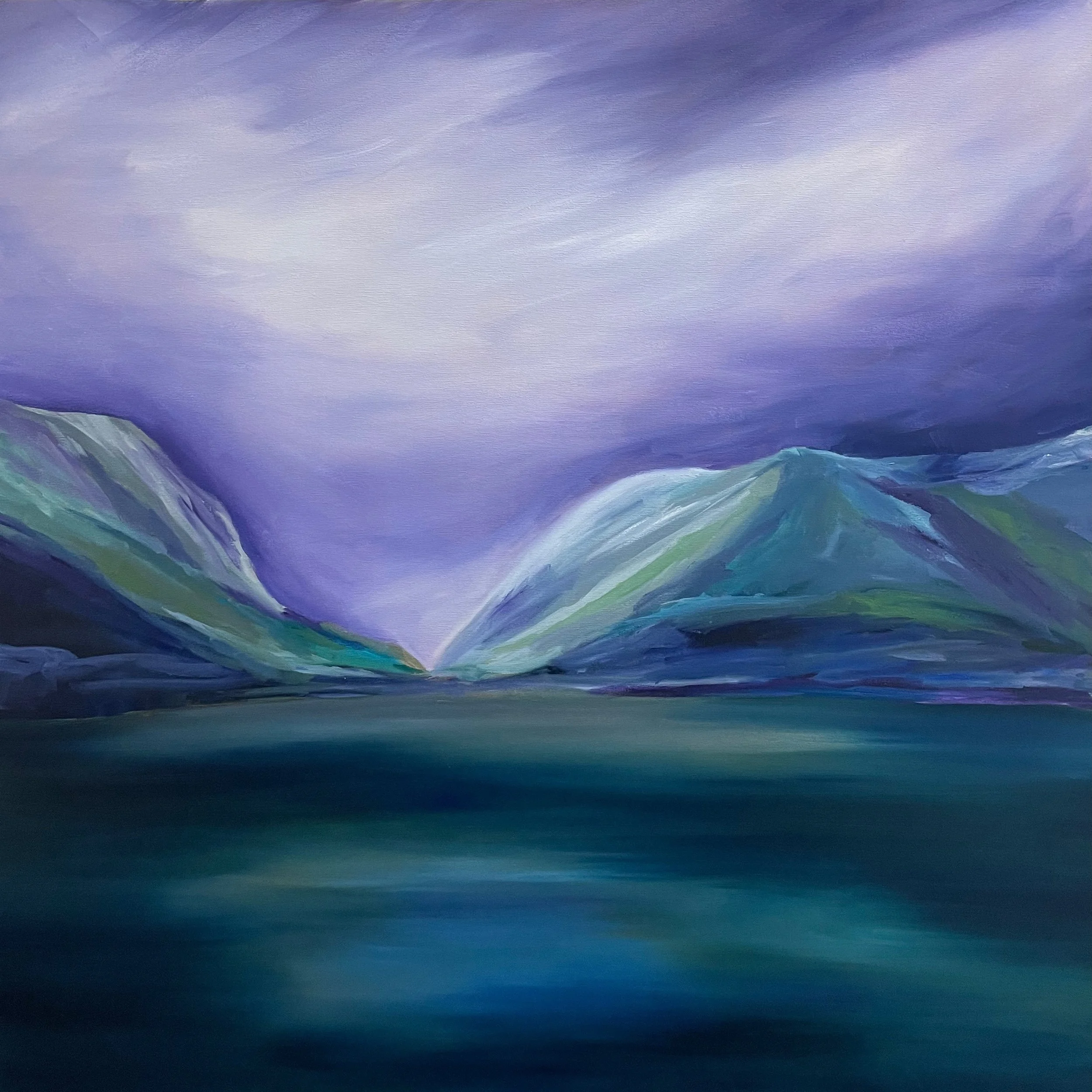 Auf dem See (Wasser) / Öl auf Leinwand, 100 x 100 x 4.5